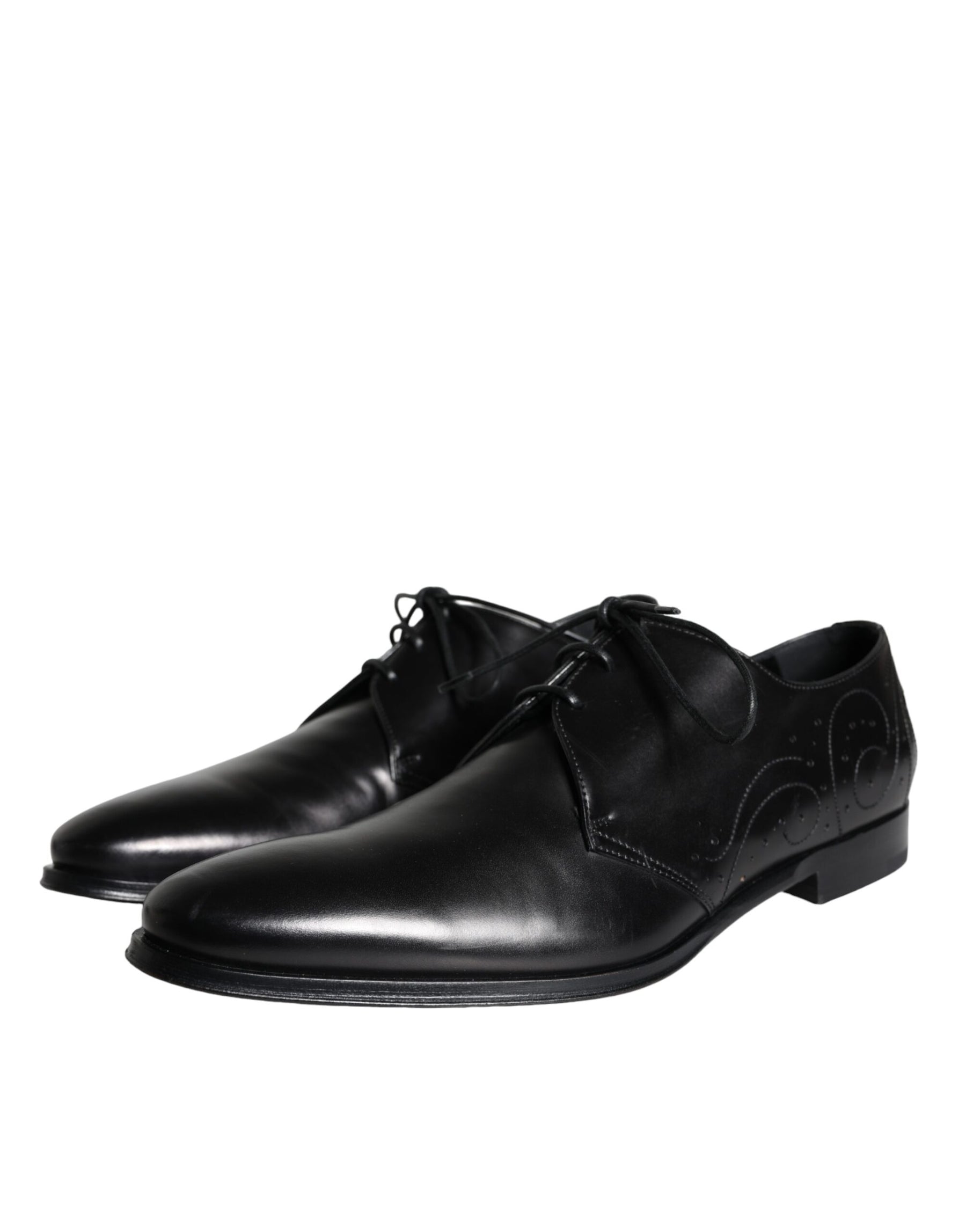 Dolce & Gabbana Black Calfskin Leather Derby Men Dress Shoes | Regal Royce