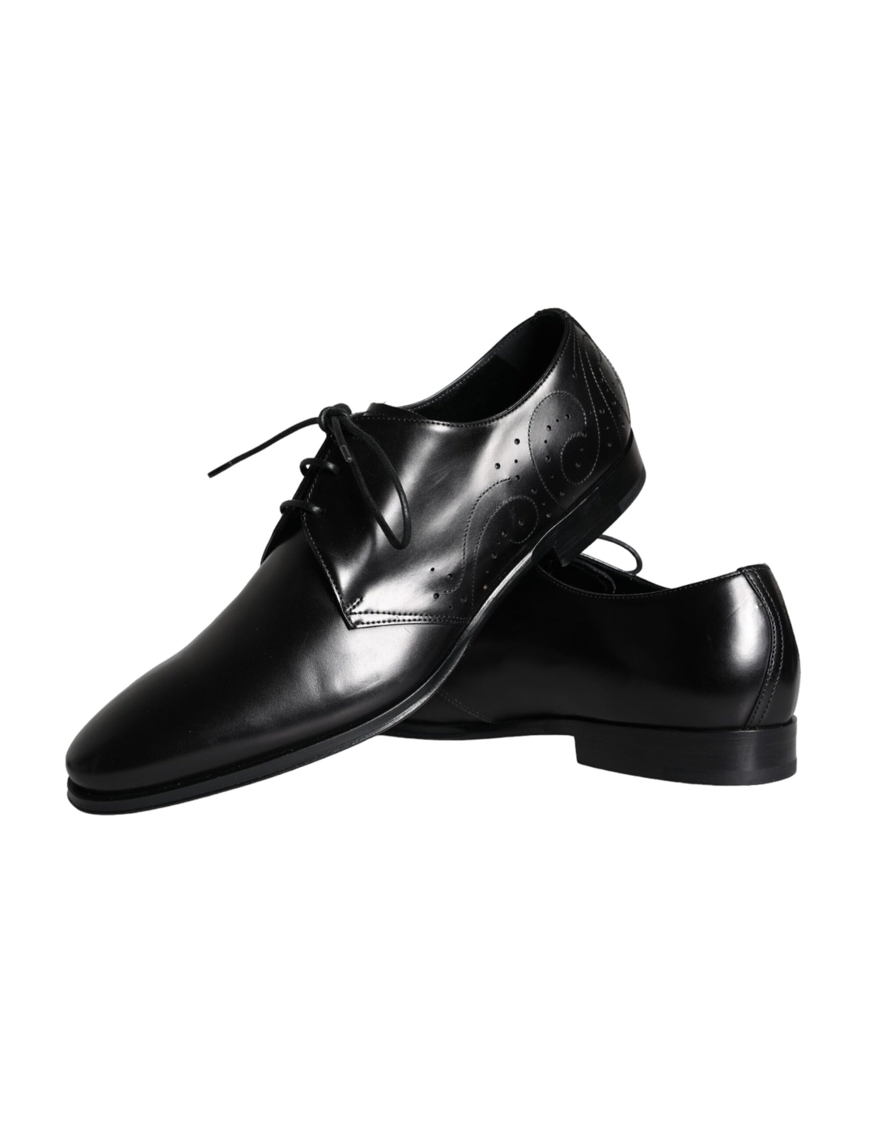 Dolce & Gabbana Black Calfskin Leather Derby Men Dress Shoes | Regal Royce
