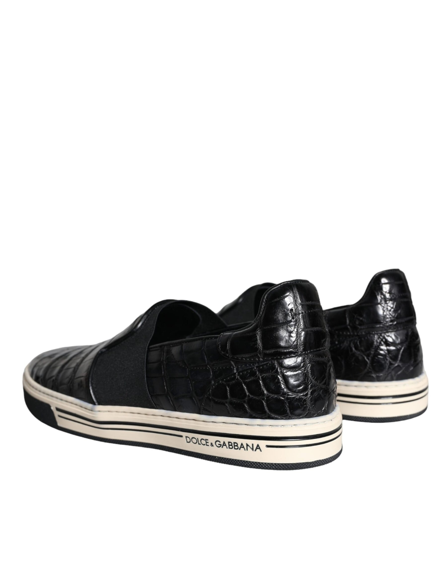 Dolce & Gabbana Black Leather Loafers Slippers Casual Shoes | Regal Royce