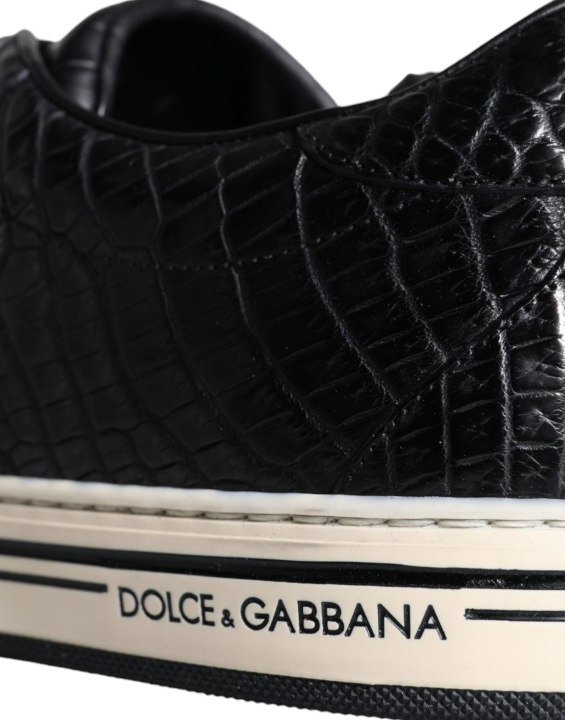 Dolce & Gabbana Black Leather Men Low Top Sneakers Shoes | Regal Royce