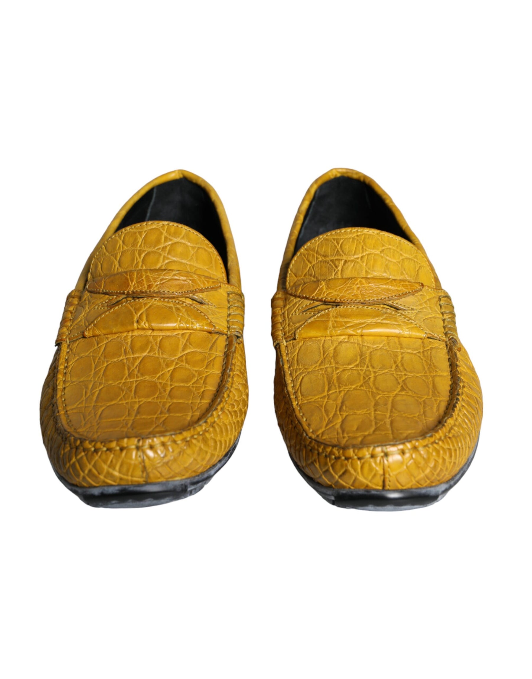 Dolce & Gabbana Yellow Leather Slip Mocassin Loafers Shoes | Regal Royce