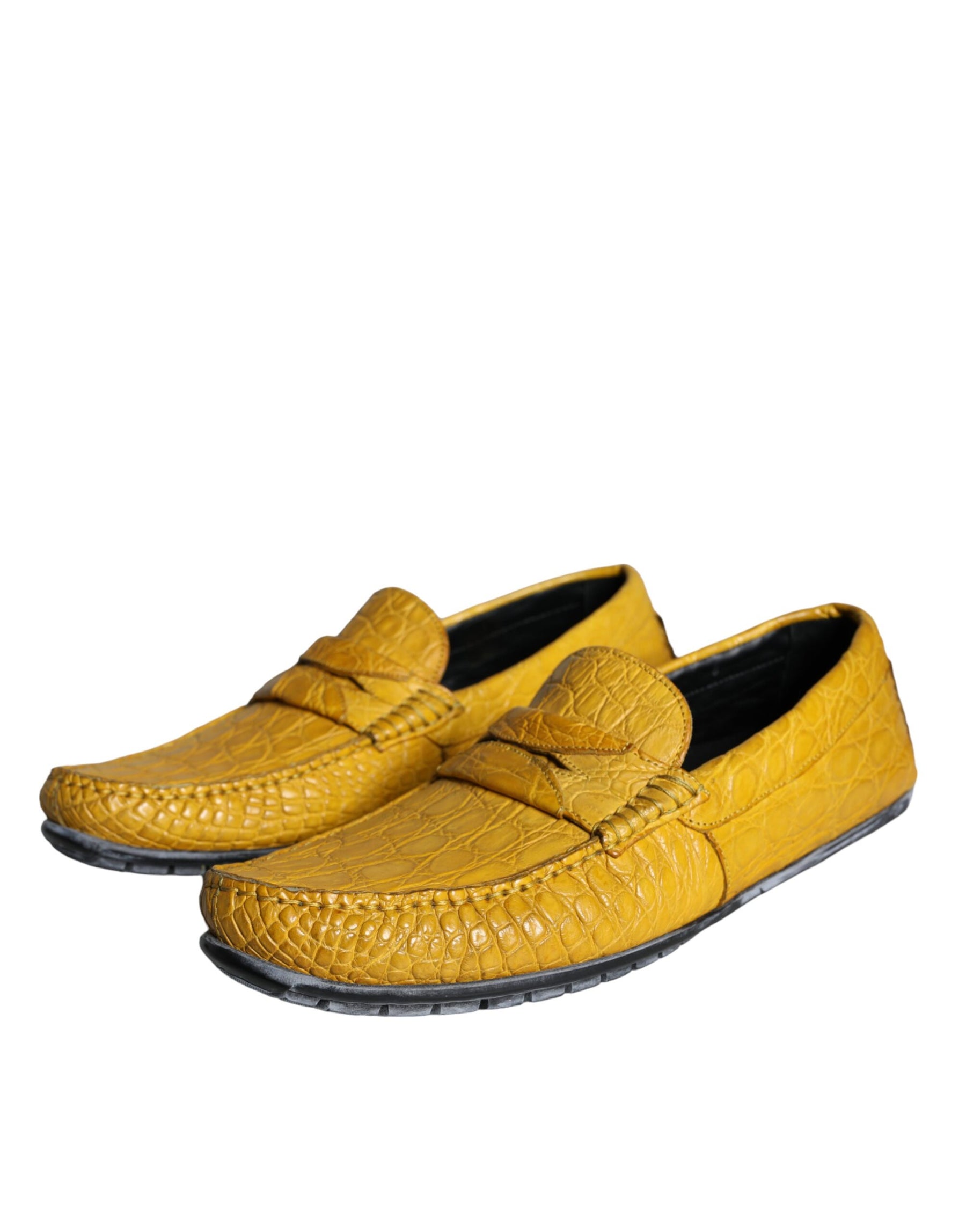 Dolce & Gabbana Yellow Leather Slip Mocassin Loafers Shoes | Regal Royce