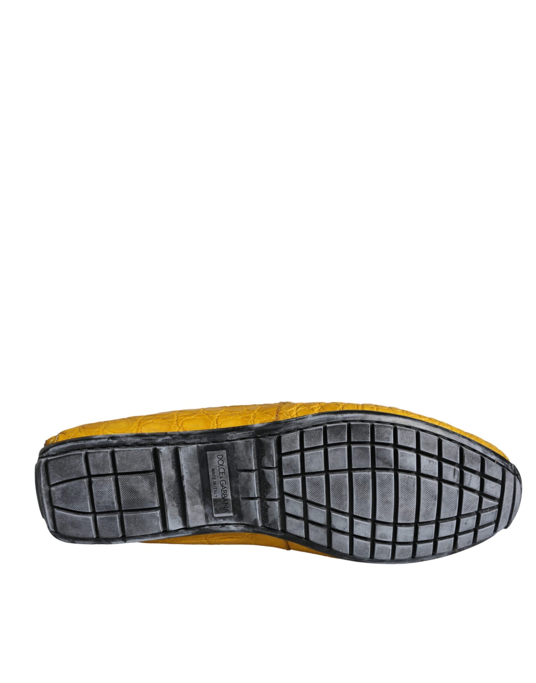 Dolce & Gabbana Yellow Leather Slip Mocassin Loafers Shoes | Regal Royce