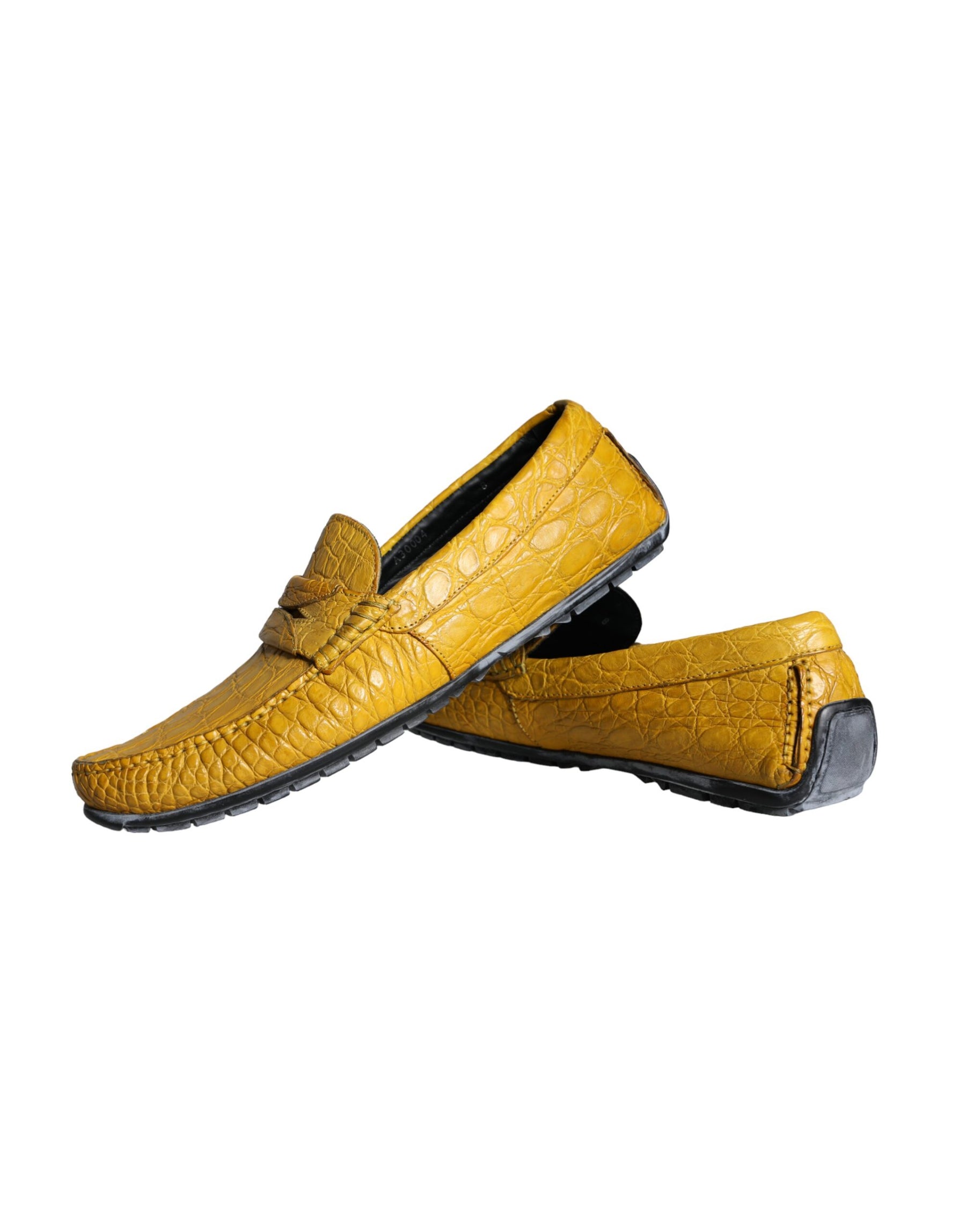 Dolce & Gabbana Yellow Leather Slip Mocassin Loafers Shoes | Regal Royce