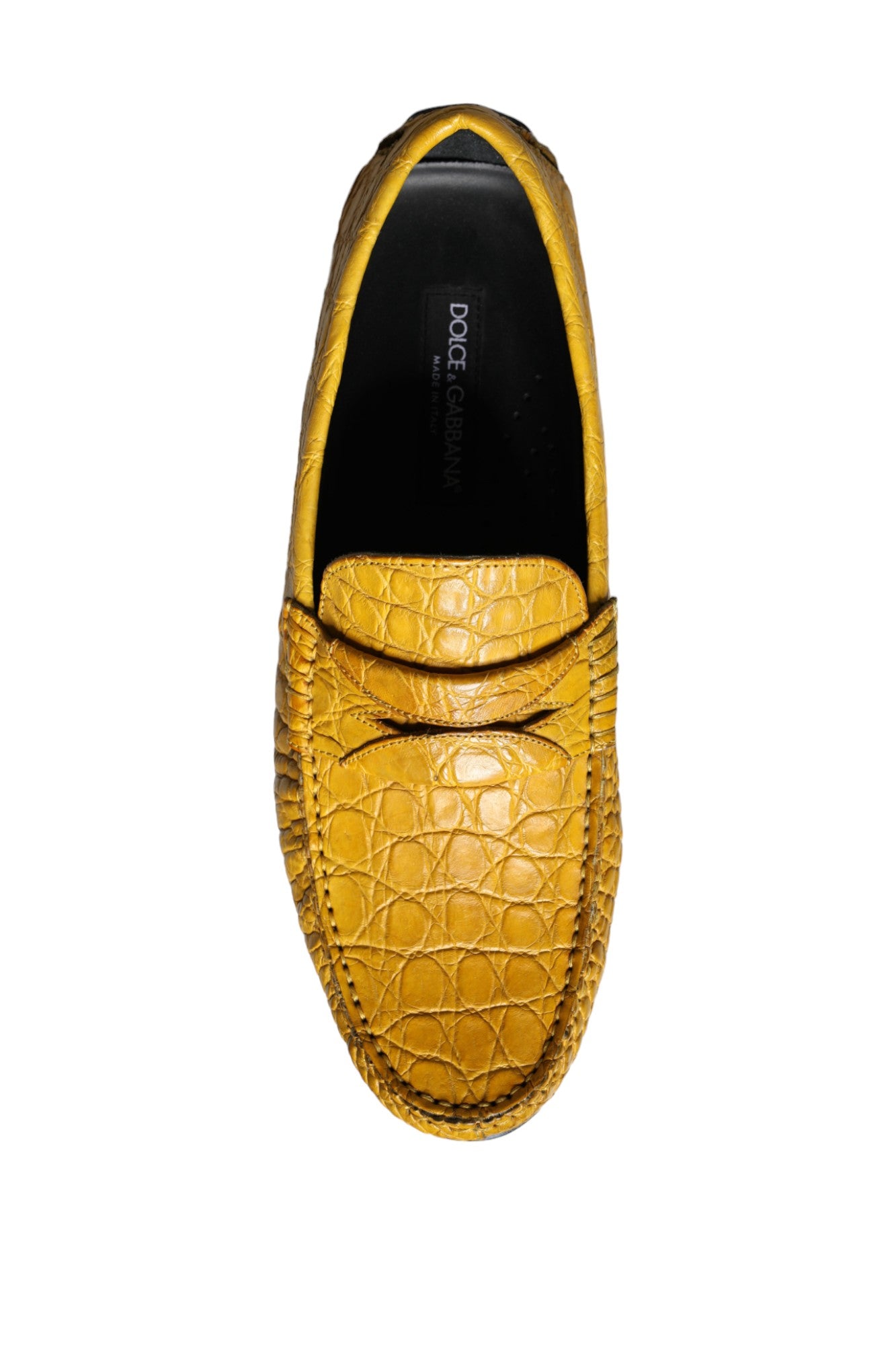 Dolce & Gabbana Yellow Leather Slip Mocassin Loafers Shoes | Regal Royce
