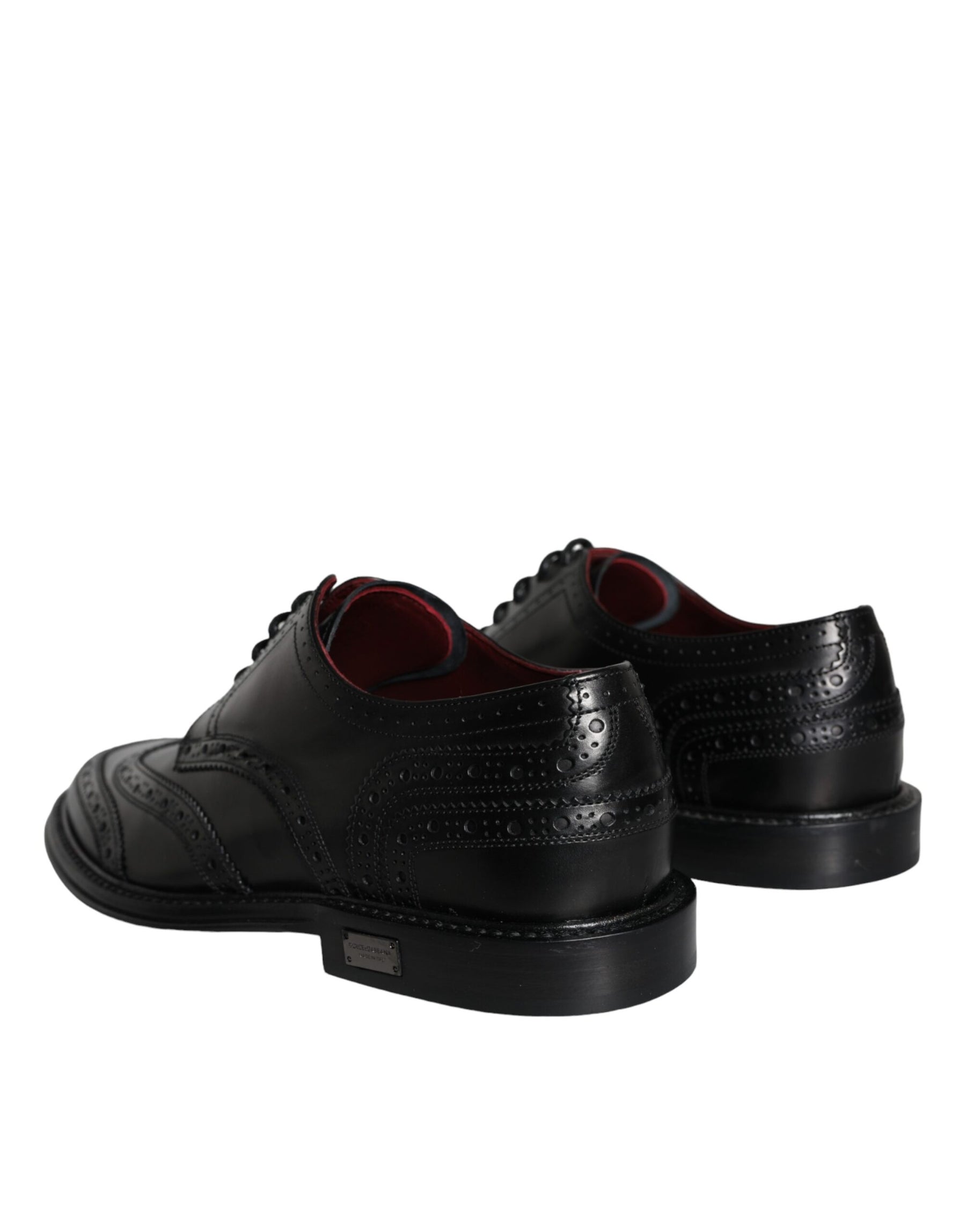 Dolce & Gabbana Black Leather Oxford Wingtip Formal Men Shoes | Regal Royce