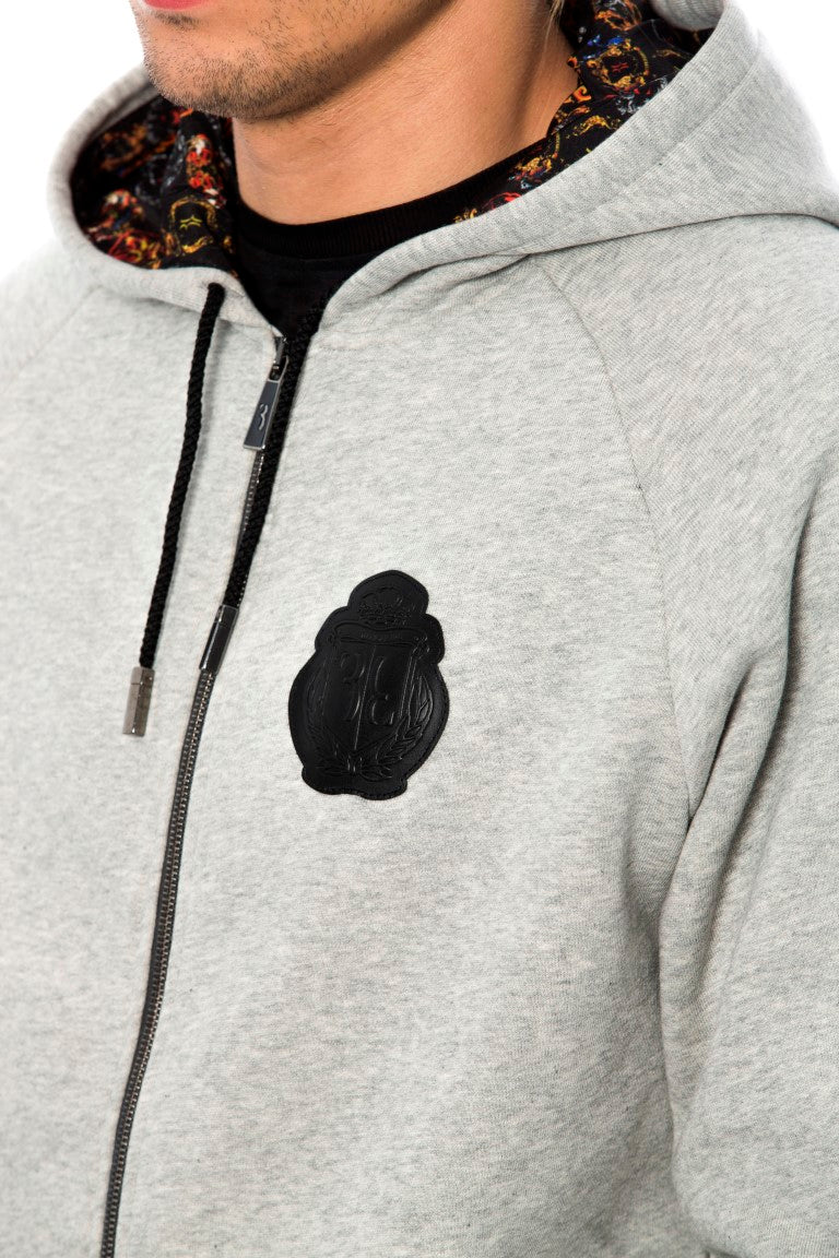Billionaire Italian Couture Gray Cotton Hooded Sweatsuit | Regal Royce