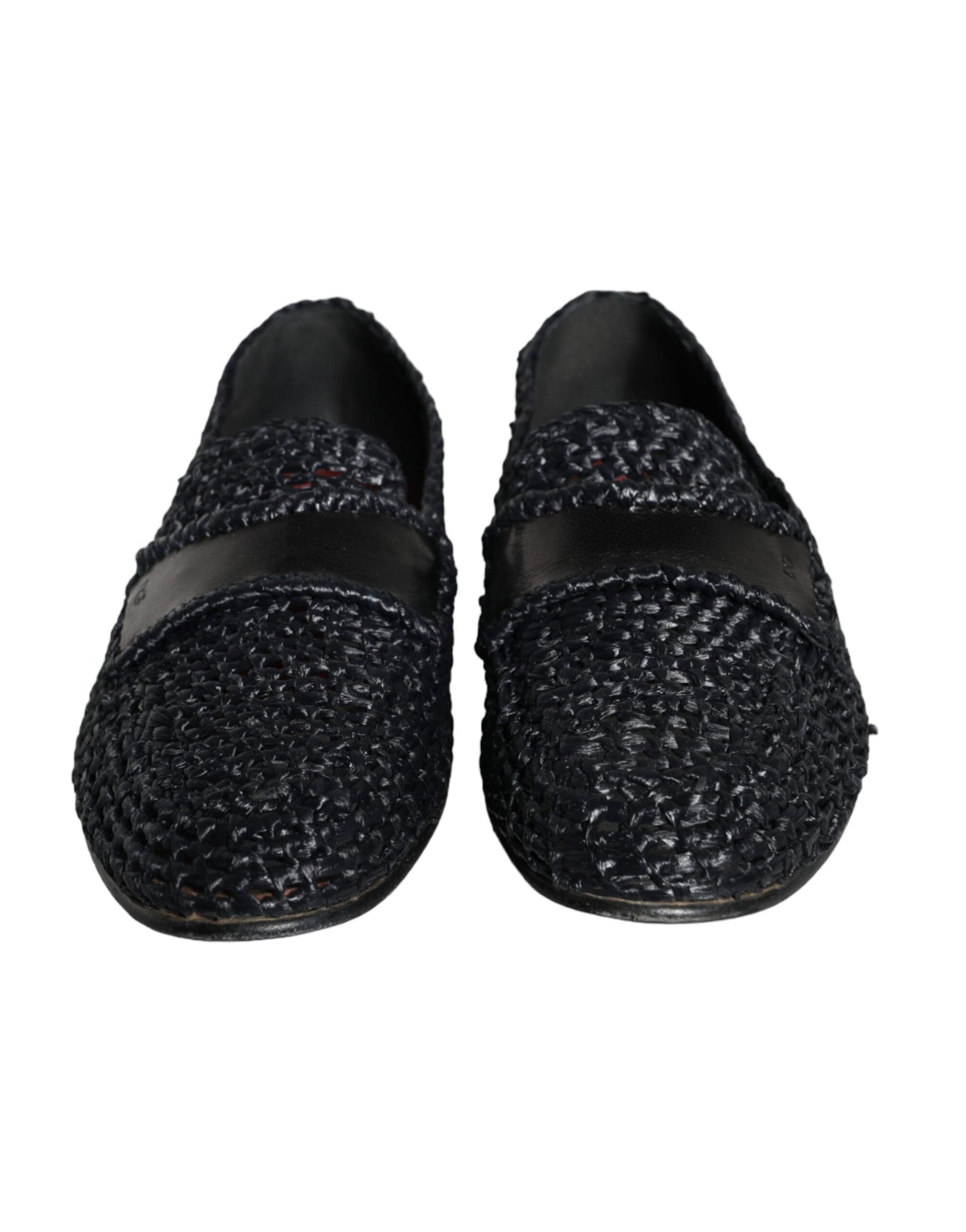 Dolce & Gabbana Black Woven Raffia Slip On Loafers Men Shoes | Regal Royce