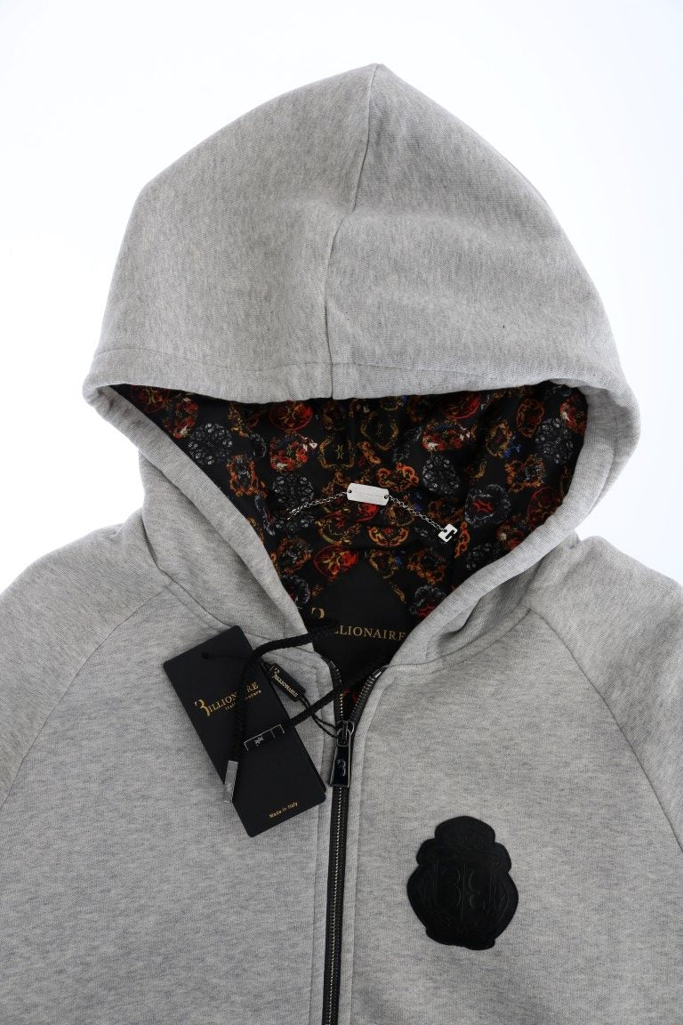 Billionaire Italian Couture Gray Cotton Hooded Sweatsuit | Regal Royce