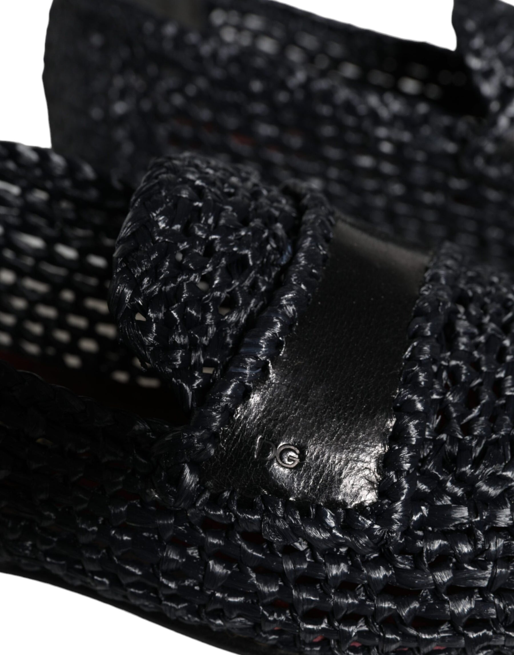 Dolce & Gabbana Black Woven Raffia Slip On Loafers Men Shoes | Regal Royce