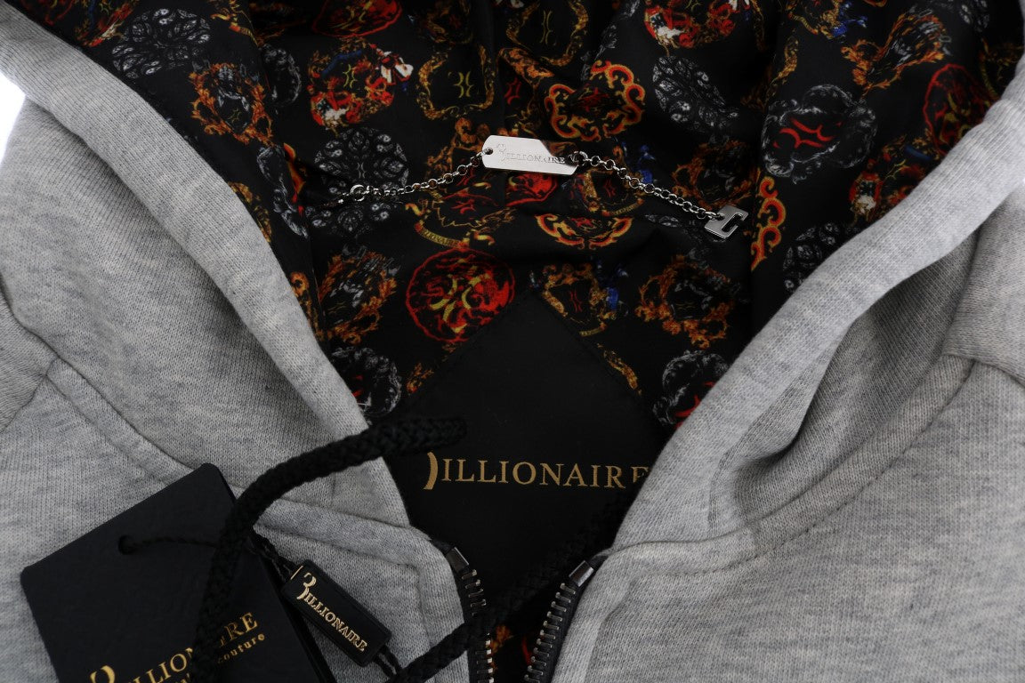 Billionaire Italian Couture Gray Cotton Hooded Sweatsuit | Regal Royce