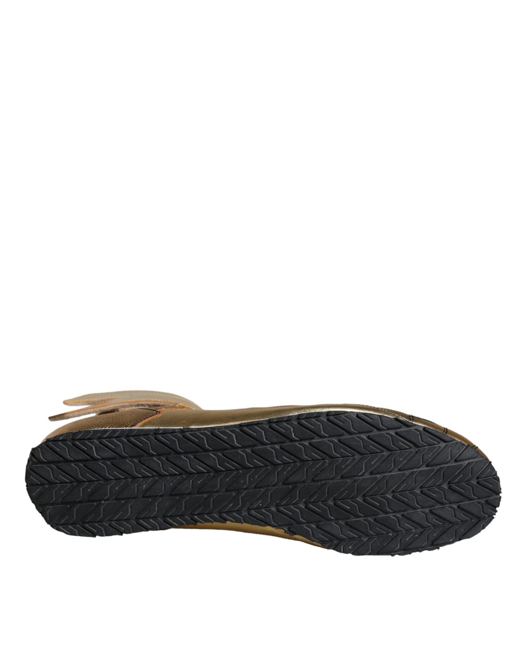 Dolce & Gabbana Gold Leather Sartoria High Top Sneakers Shoes | Regal Royce