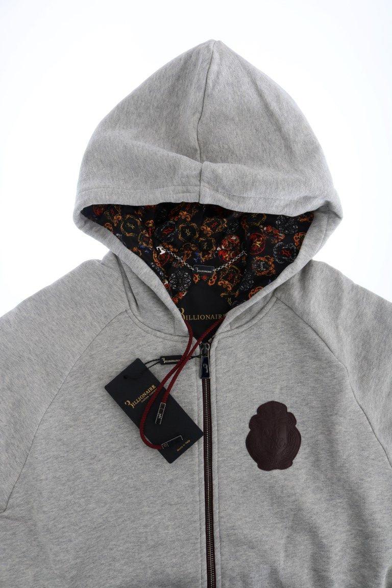 Billionaire Italian Couture Gray Cotton Hooded Sweatsuit | Regal Royce