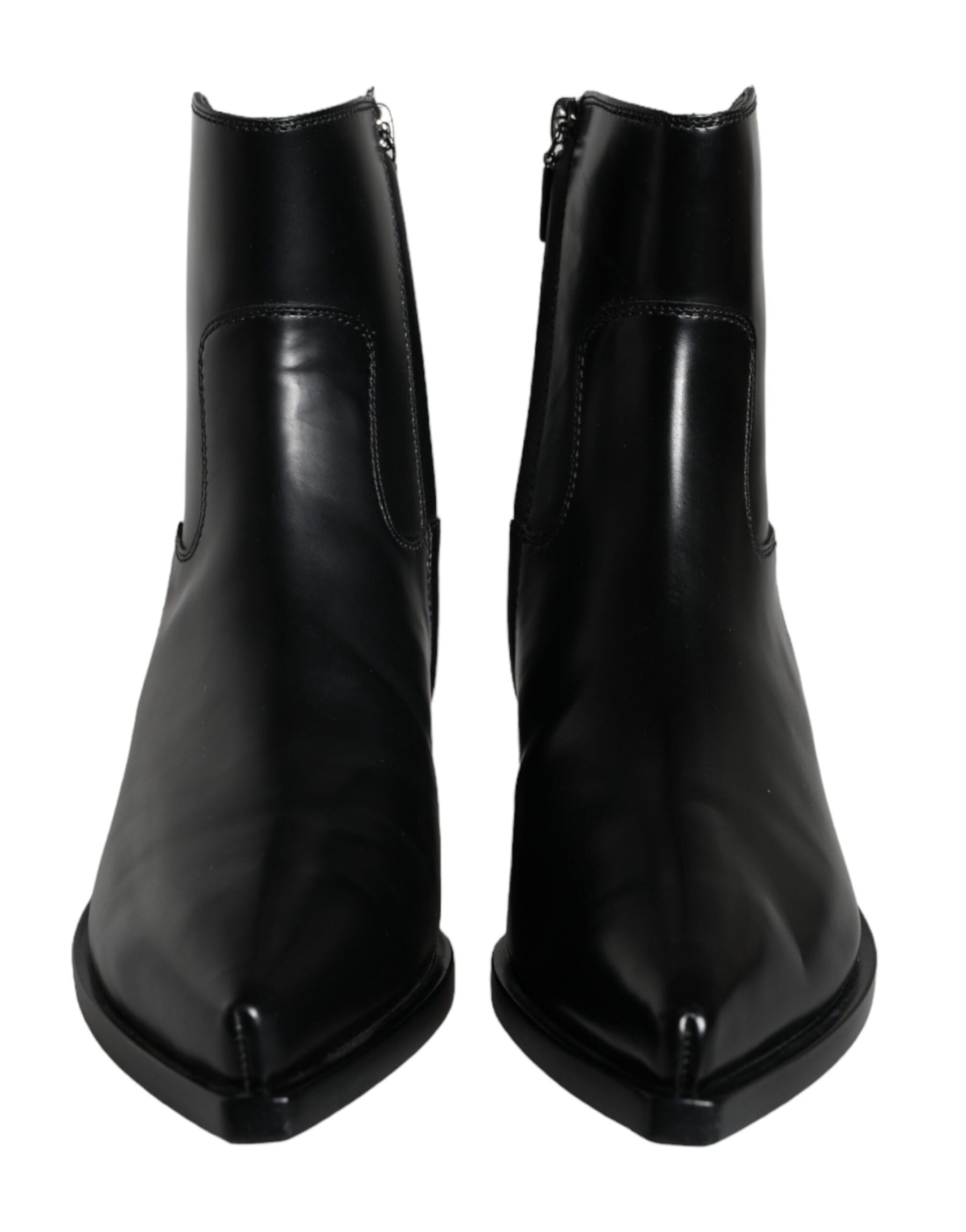 Dolce & Gabbana Black Leather Ankle Boots Booties Shoes | Regal Royce