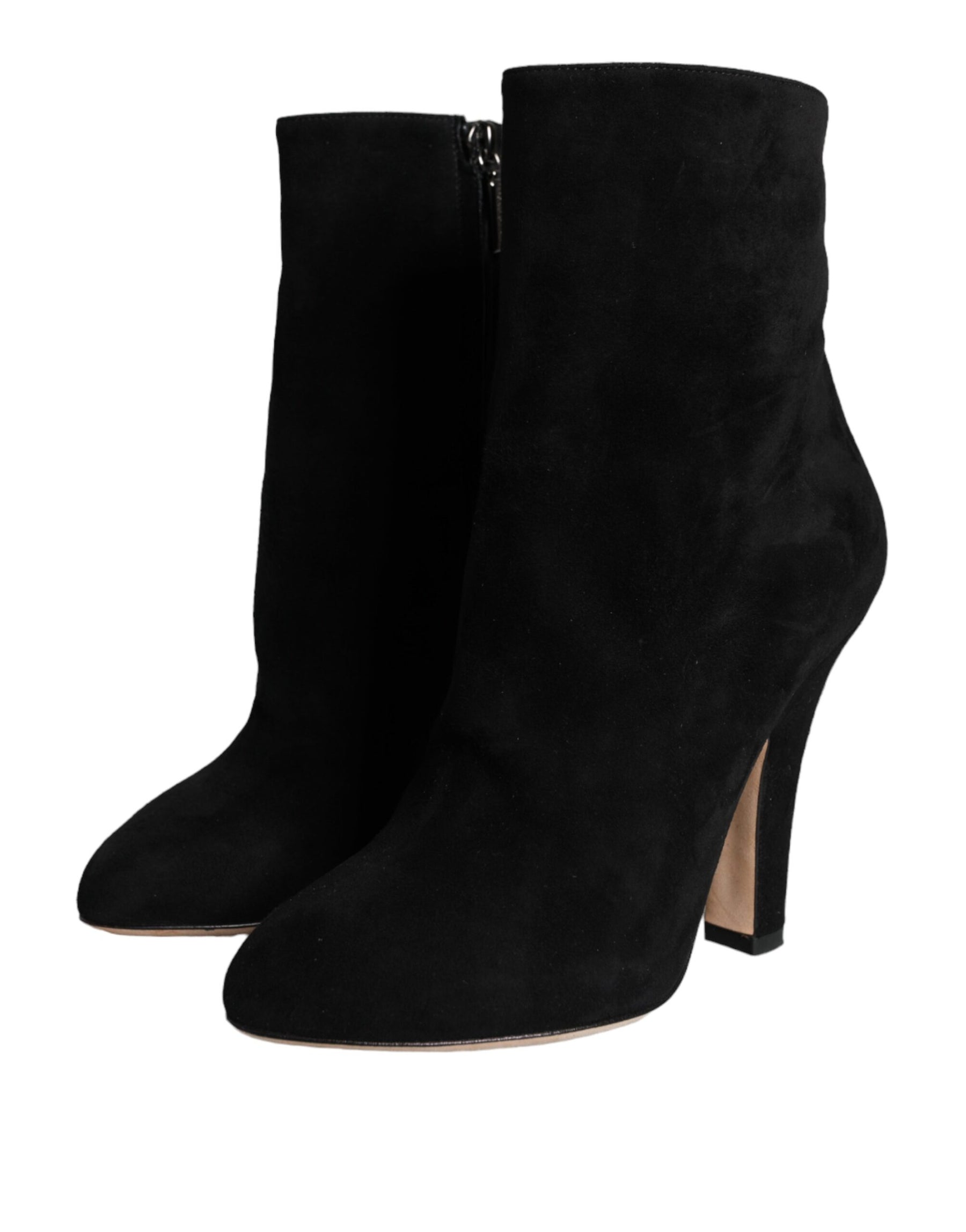 Dolce & Gabbana Black Suede Leather Mid Calf Boots Shoes | Regal Royce