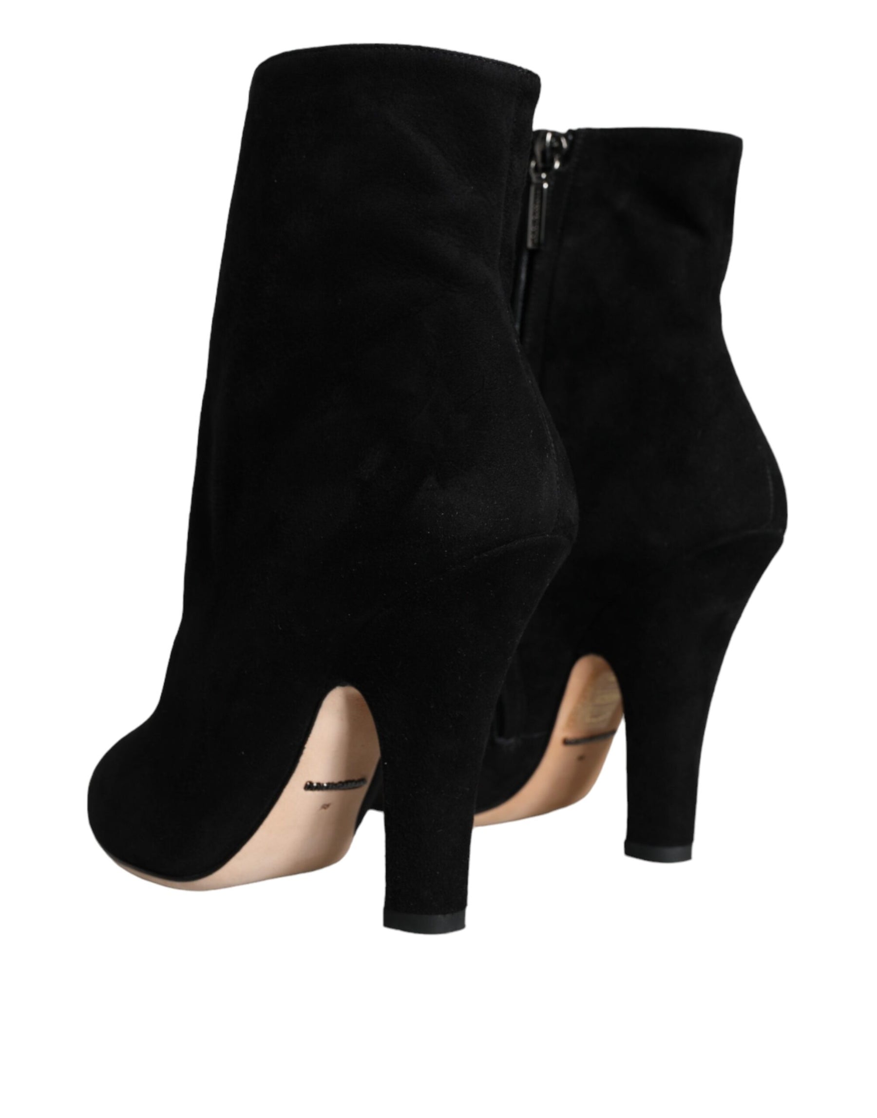 Dolce & Gabbana Black Suede Leather Mid Calf Boots Shoes | Regal Royce