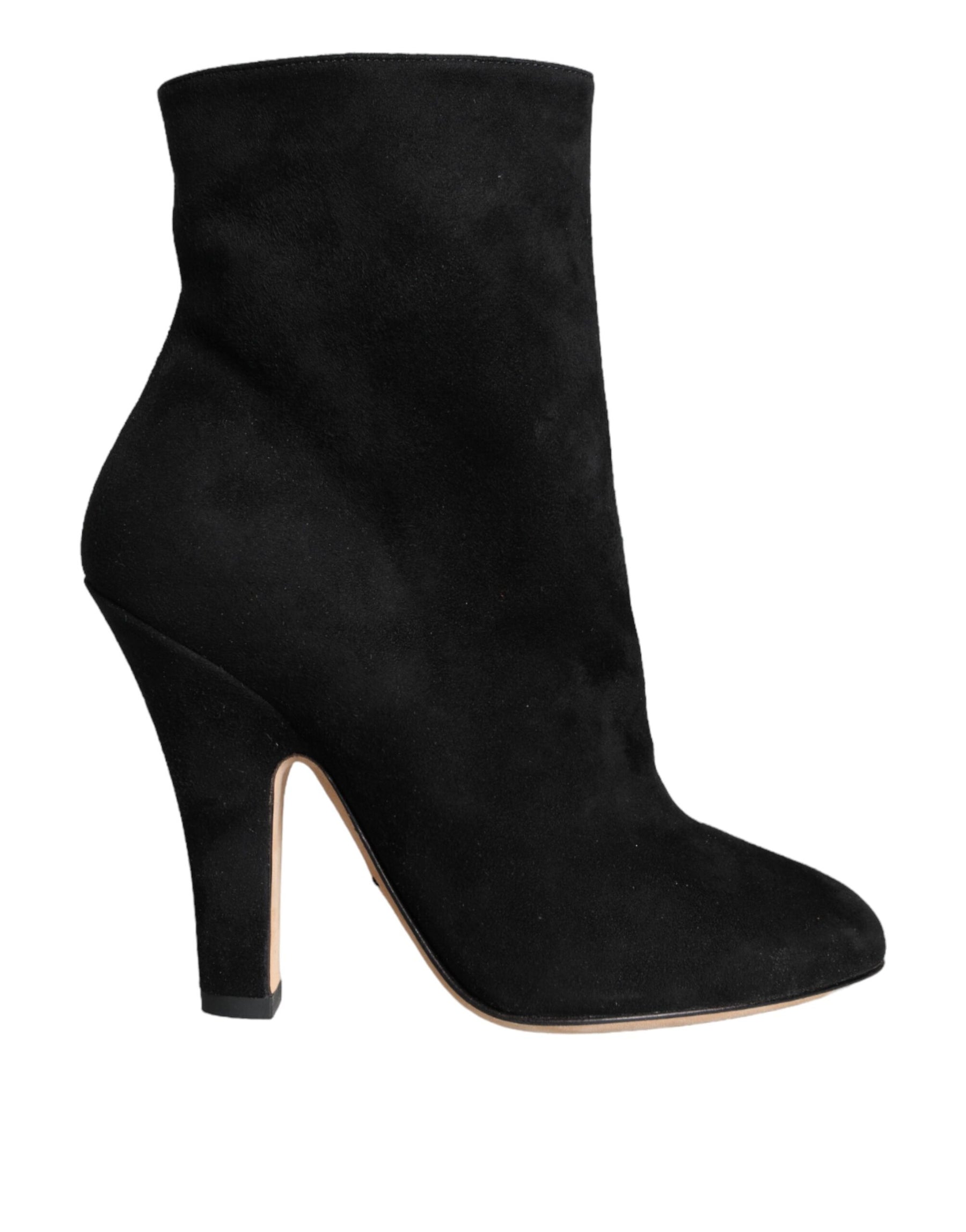 Dolce & Gabbana Black Suede Leather Mid Calf Boots Shoes | Regal Royce