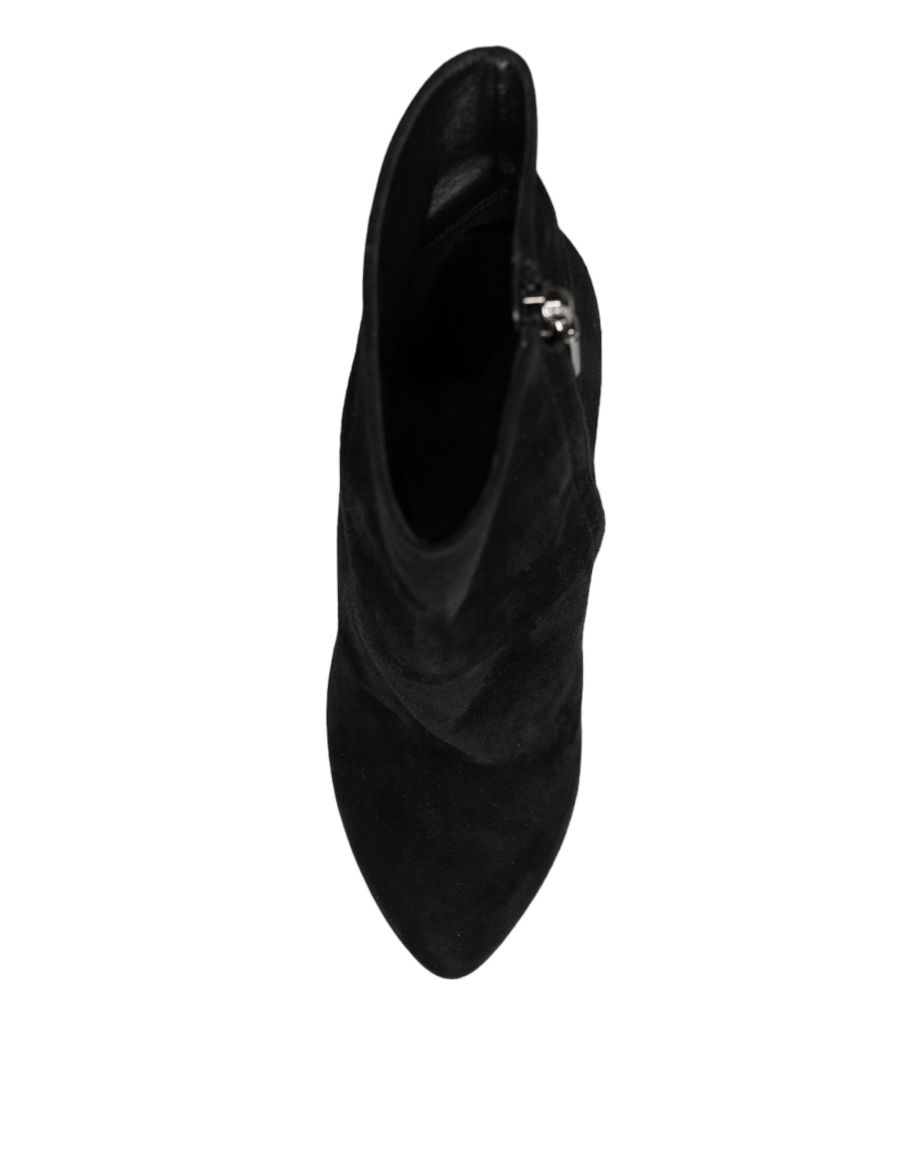 Dolce & Gabbana Black Suede Leather Mid Calf Boots Shoes | Regal Royce