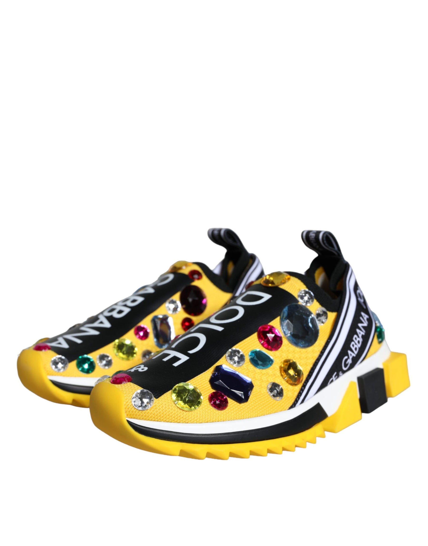 Dolce & Gabbana Yellow Sorrento Crystals Sneakers Womens Shoes | Regal Royce