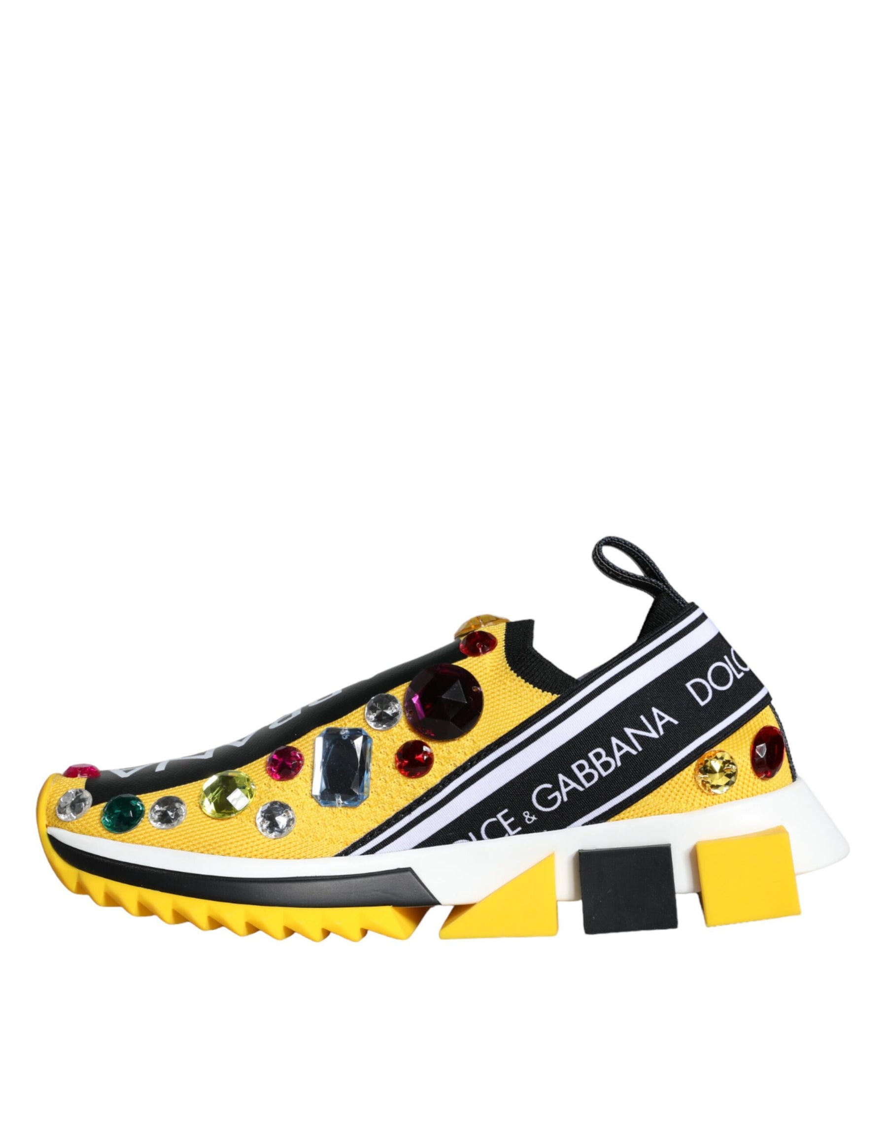 Dolce & Gabbana Yellow Sorrento Crystals Sneakers Womens Shoes | Regal Royce