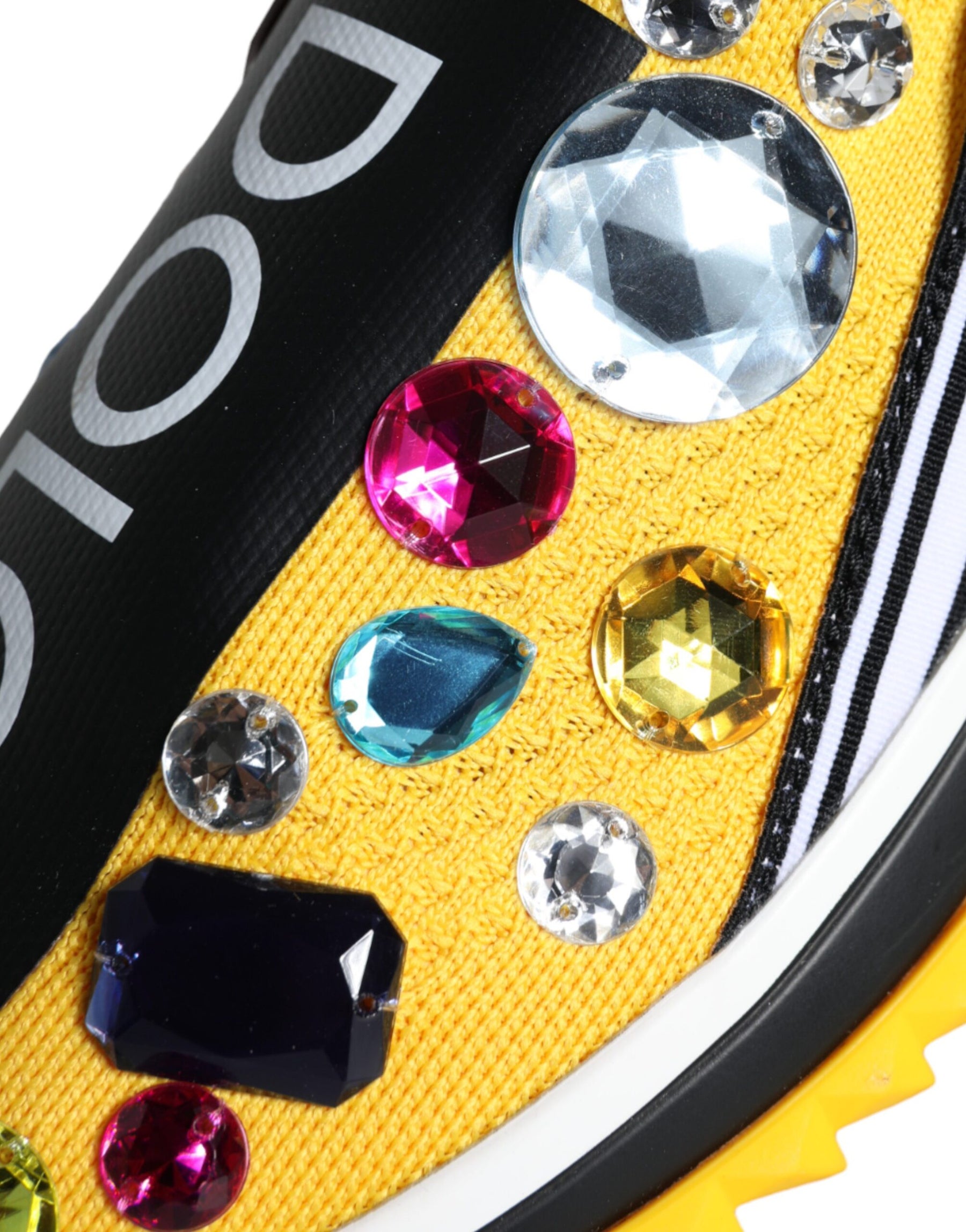 Dolce & Gabbana Yellow Sorrento Crystals Sneakers Womens Shoes | Regal Royce
