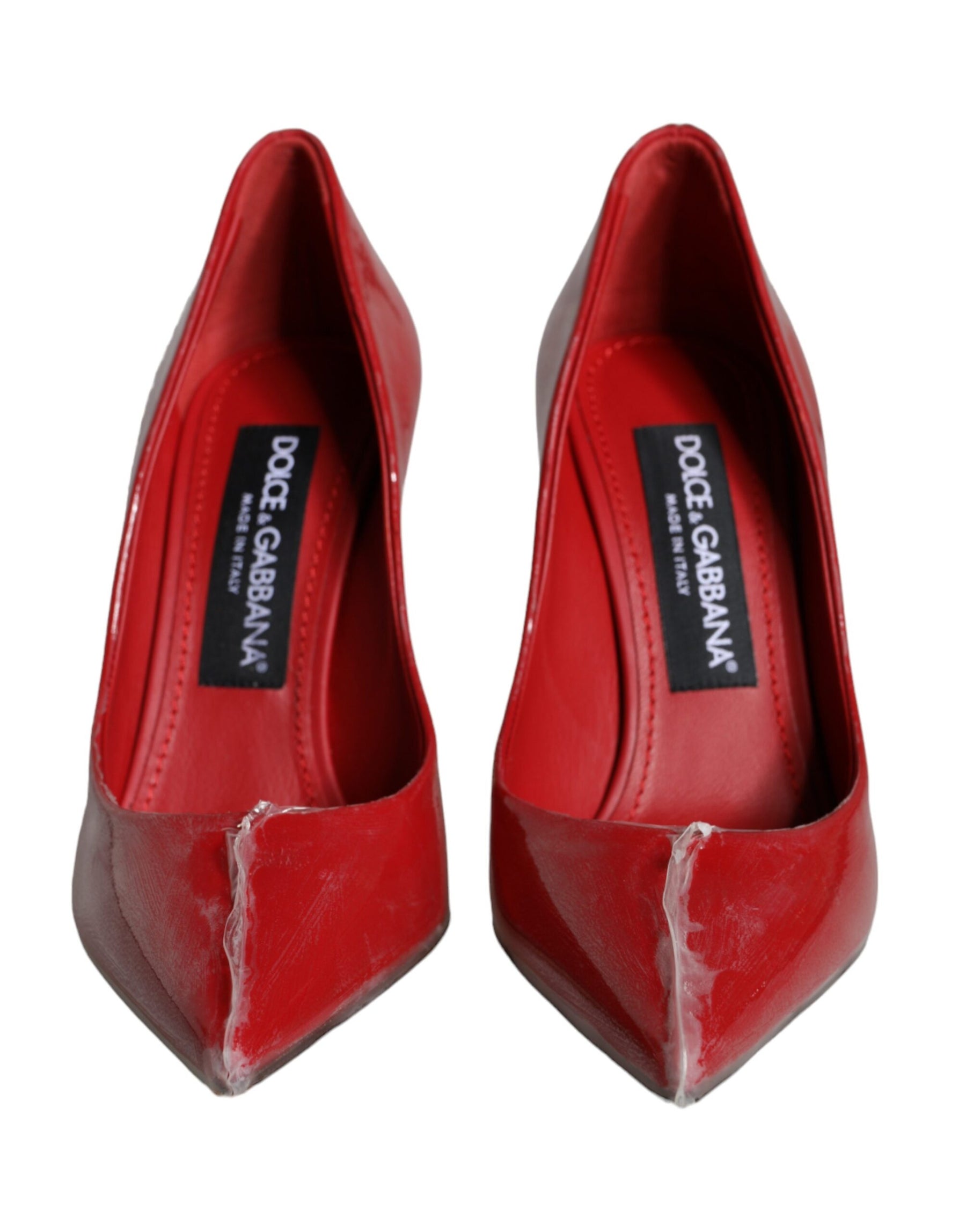 Dolce & Gabbana Red Patent Leather Faux Pearl Heels Pumps Shoes | Regal Royce
