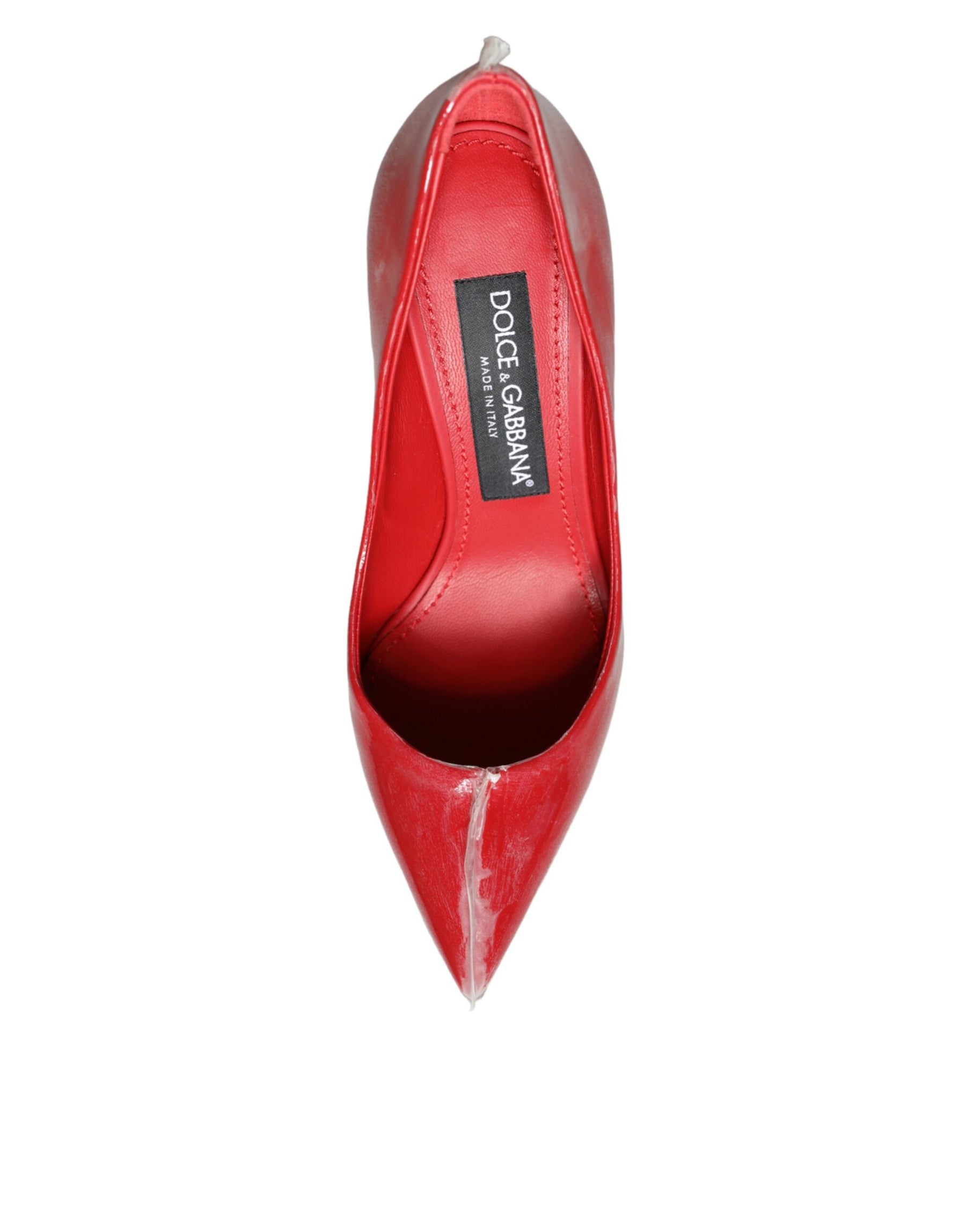 Dolce & Gabbana Red Patent Leather Faux Pearl Heels Pumps Shoes | Regal Royce