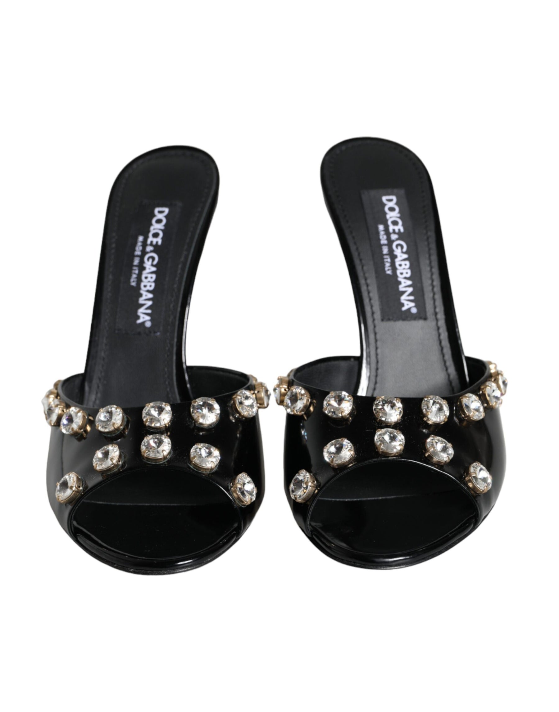 Dolce & Gabbana Black Crystal Heels Keira Sandals Shoes | Regal Royce