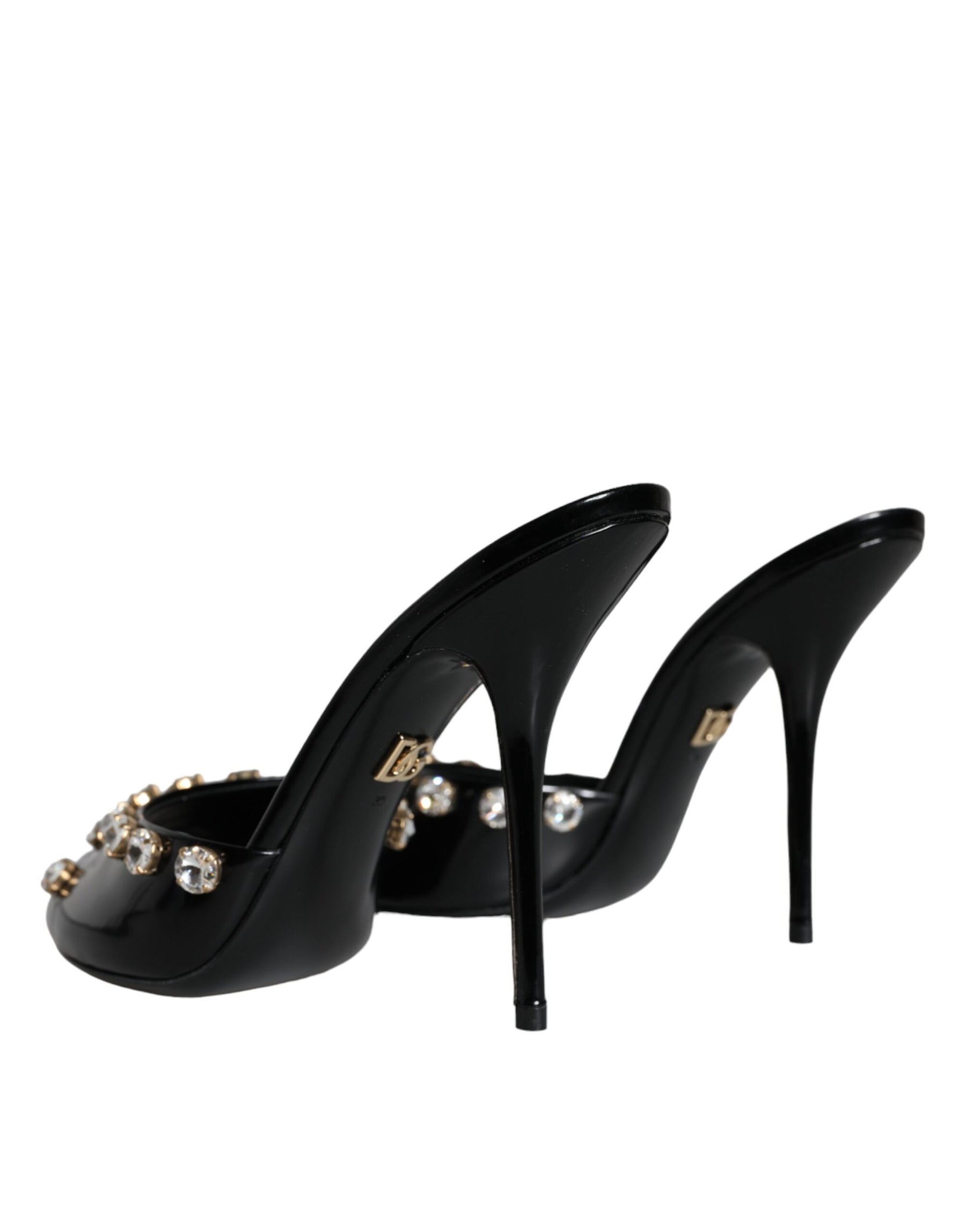 Dolce & Gabbana Black Crystal Heels Keira Sandals Shoes | Regal Royce