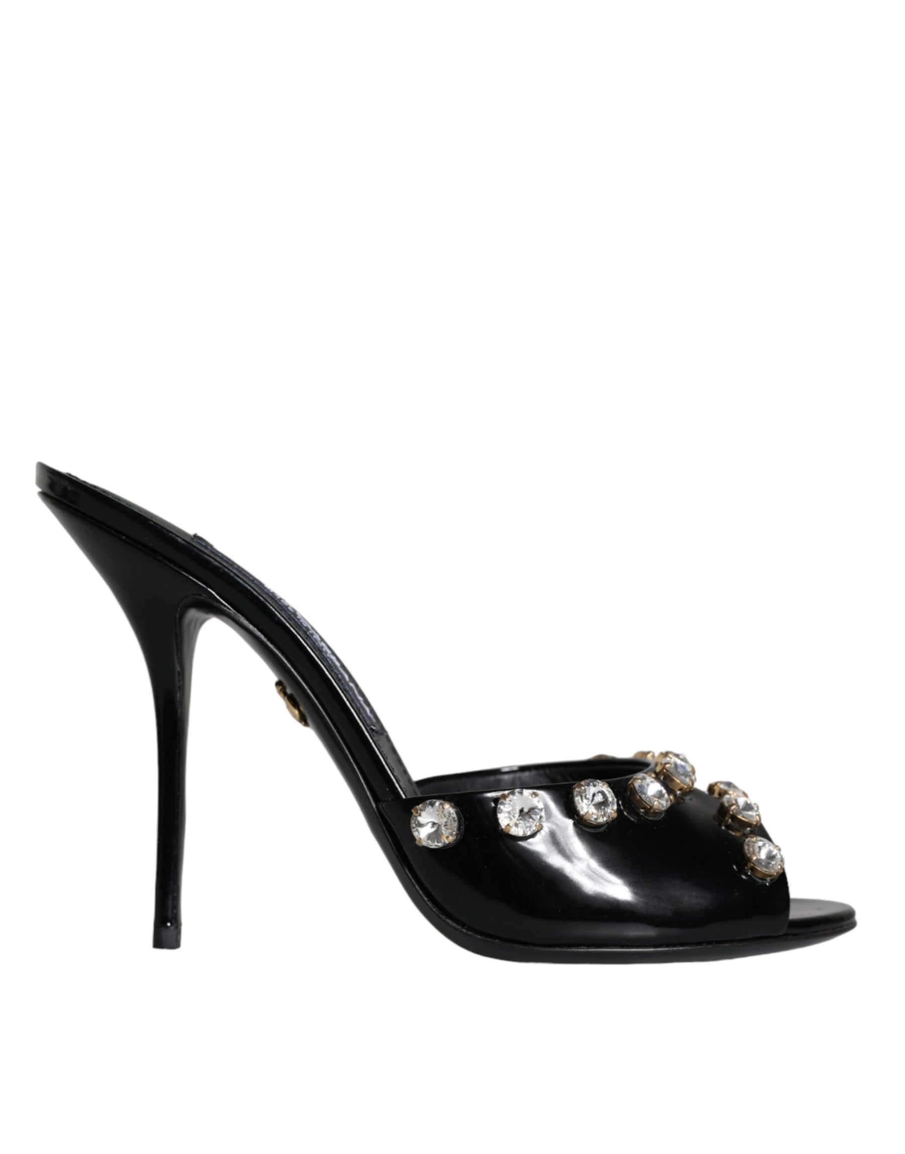 Dolce & Gabbana Black Crystal Heels Keira Sandals Shoes | Regal Royce