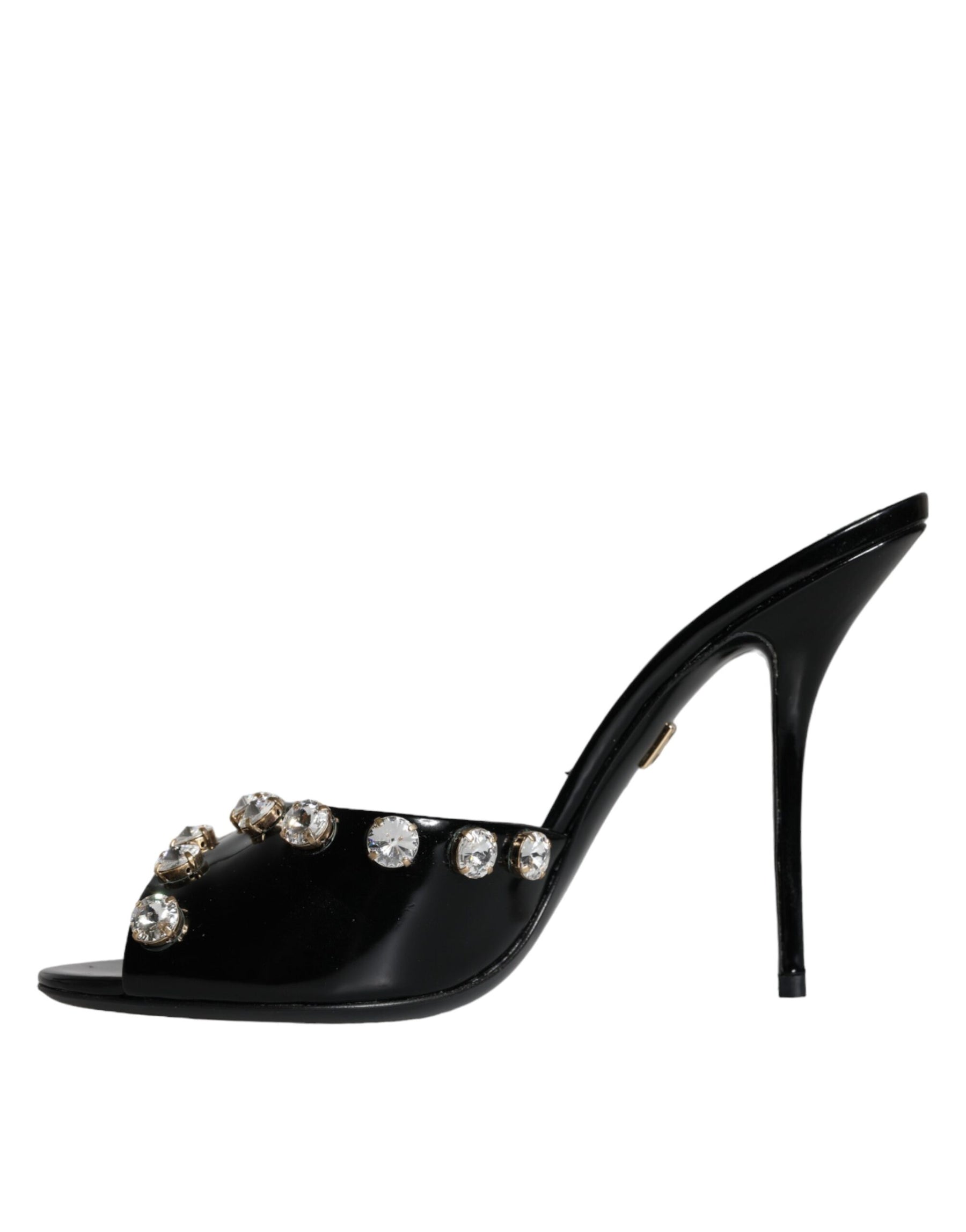 Dolce & Gabbana Black Crystal Heels Keira Sandals Shoes | Regal Royce
