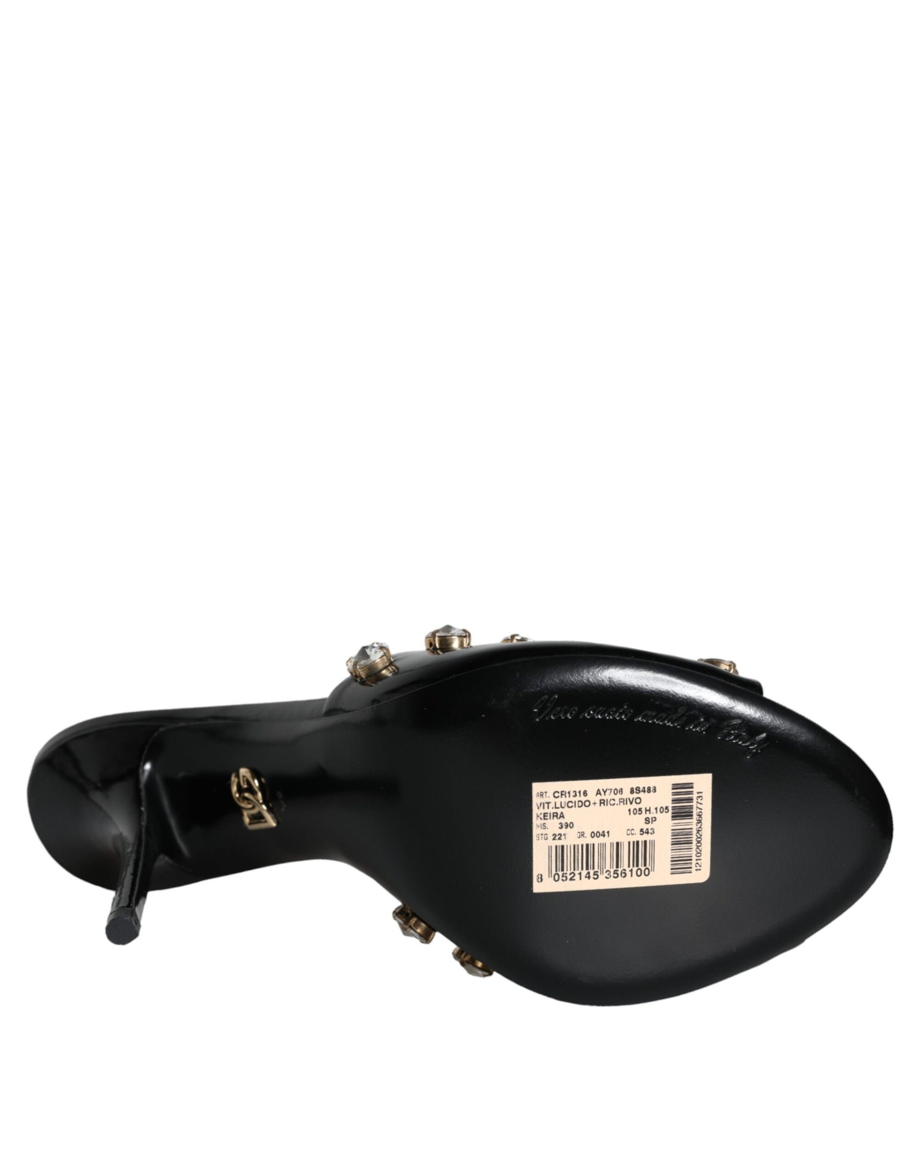Dolce & Gabbana Black Crystal Heels Keira Sandals Shoes | Regal Royce