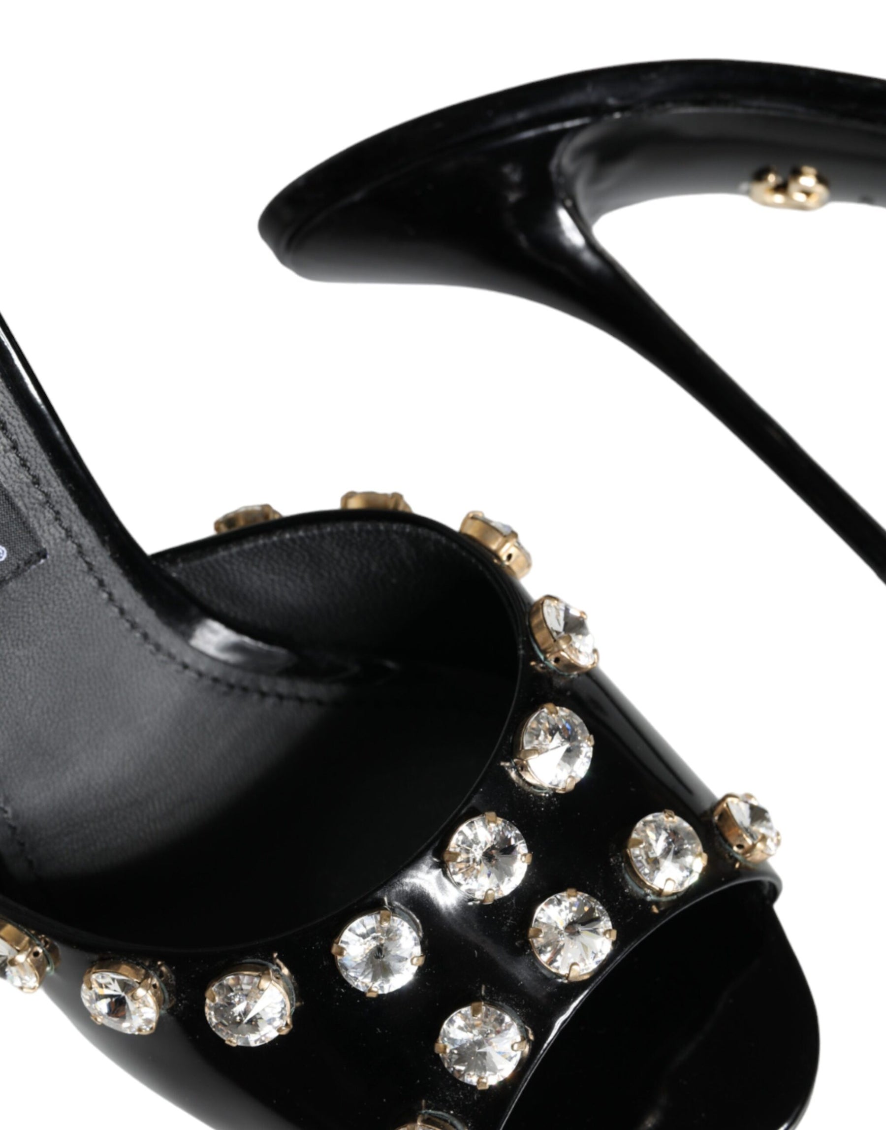 Dolce & Gabbana Black Crystal Heels Keira Sandals Shoes | Regal Royce