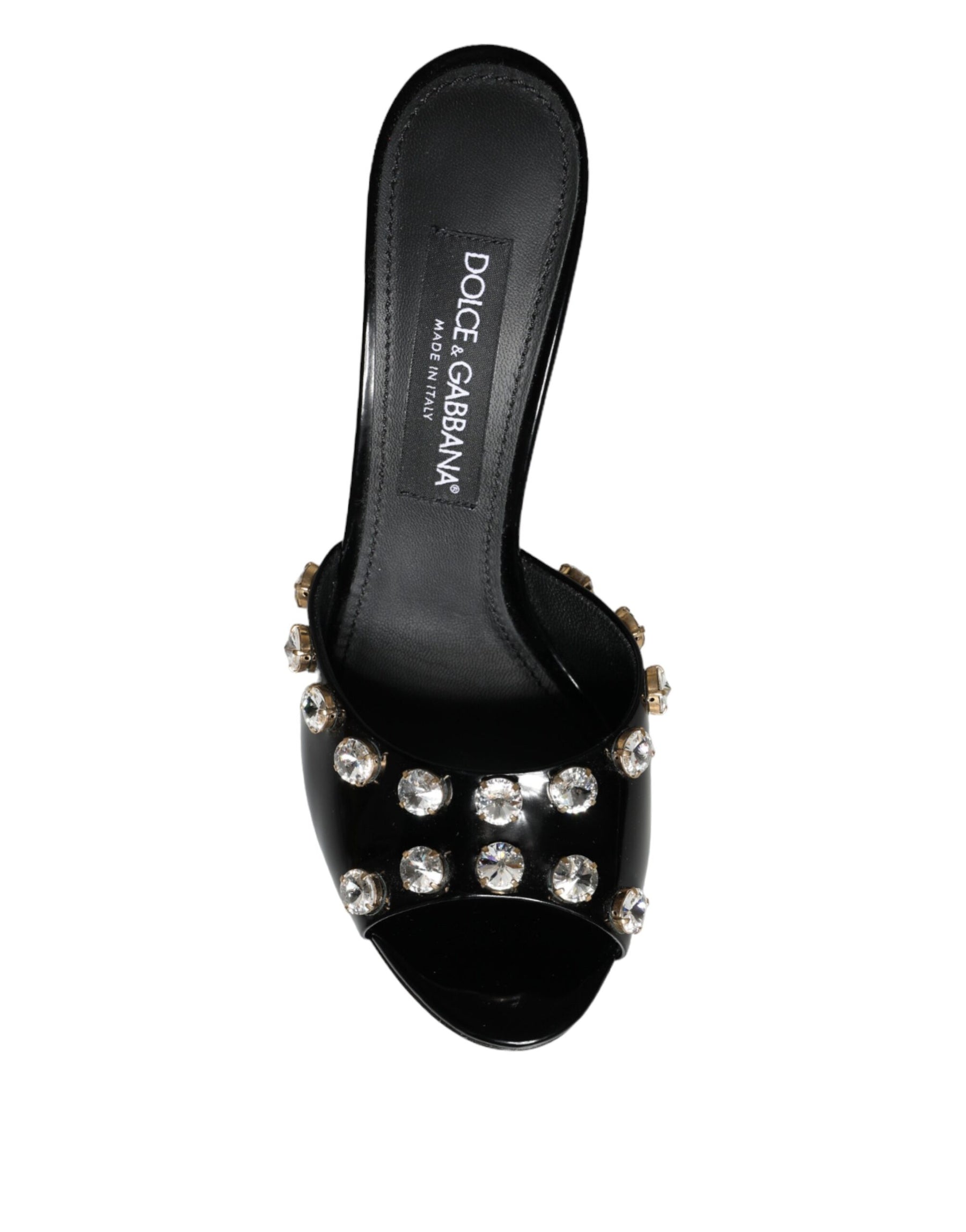 Dolce & Gabbana Black Crystal Heels Keira Sandals Shoes | Regal Royce