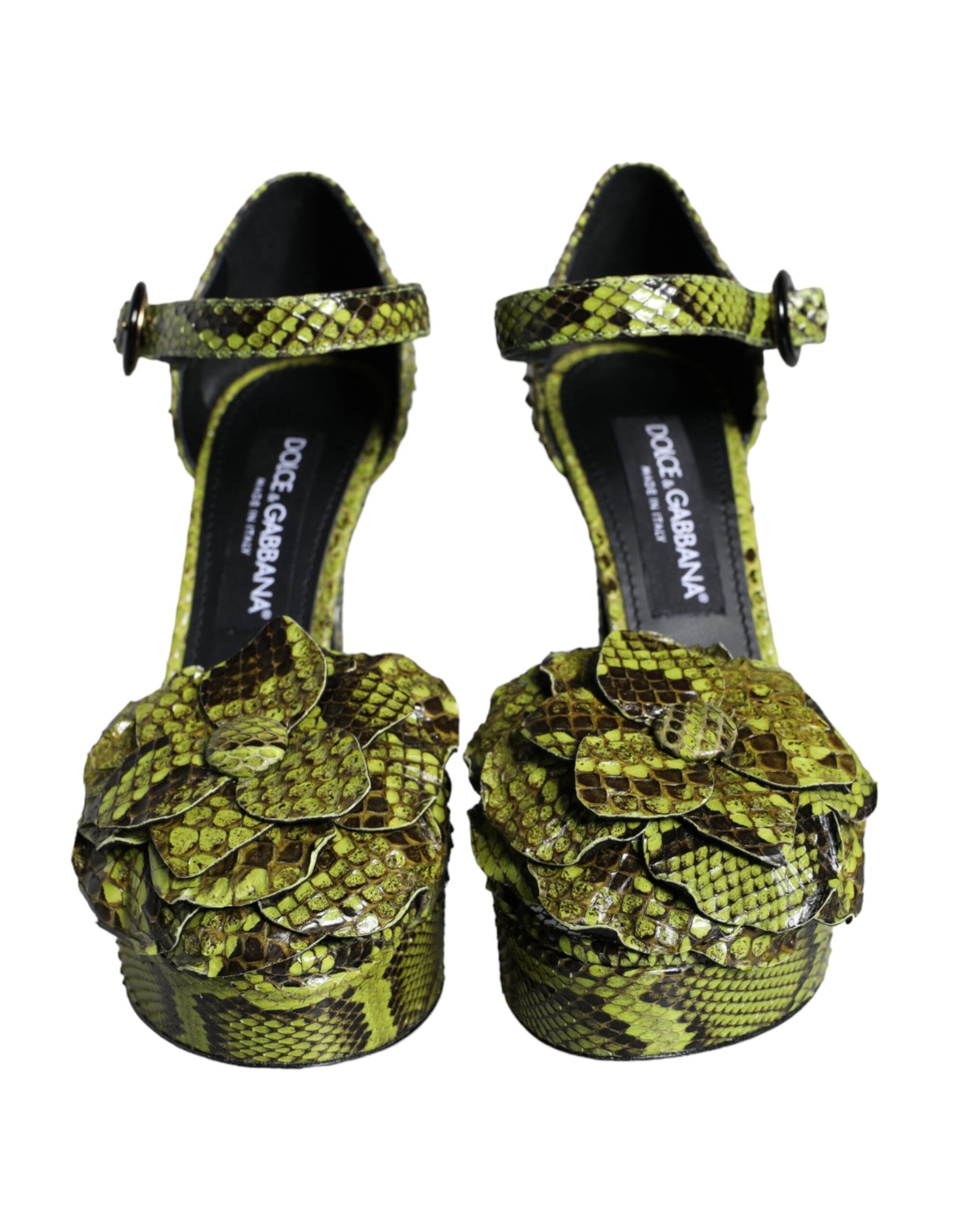 Dolce & Gabbana Green Exotic Leather Ankle Strap Heels Sandals Shoes | Regal Royce