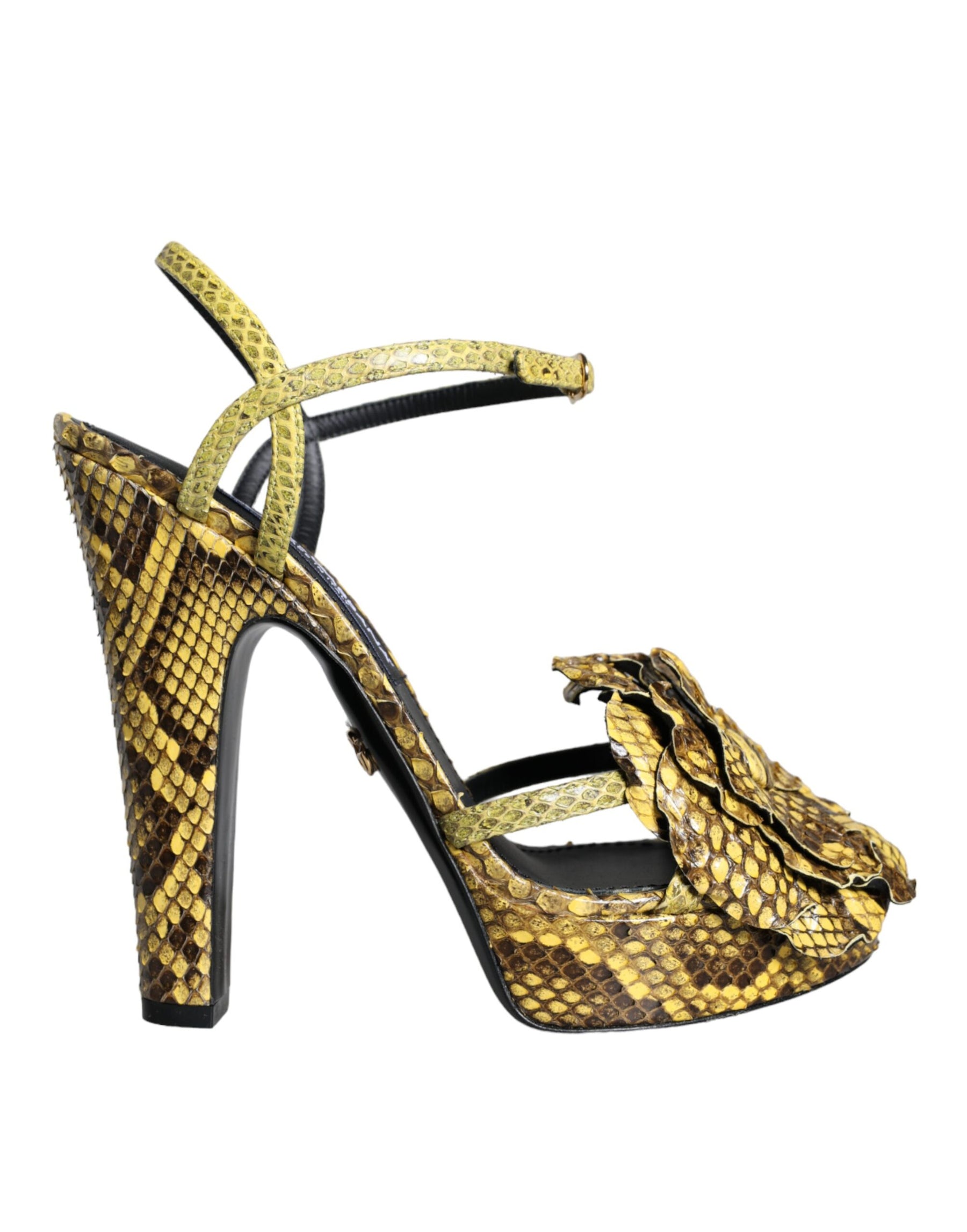 Dolce & Gabbana Yellow Exotic Leather Ankle Strap Heels Sandals Shoes | Regal Royce