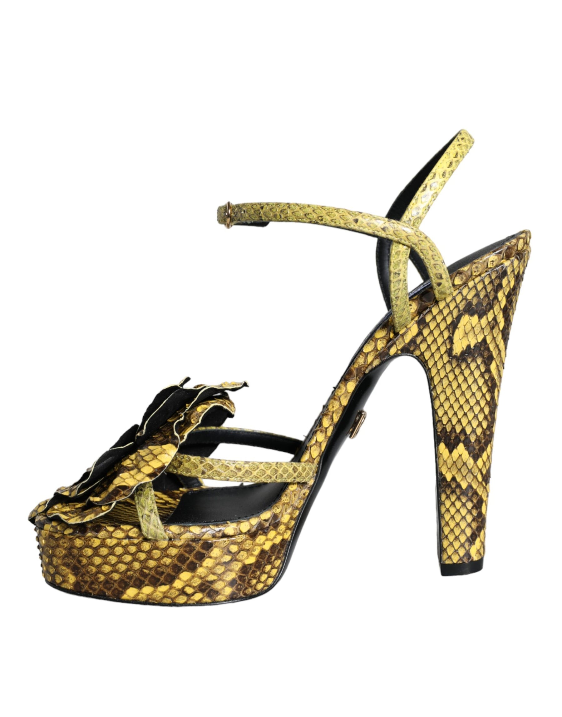 Dolce & Gabbana Yellow Exotic Leather Ankle Strap Heels Sandals Shoes | Regal Royce
