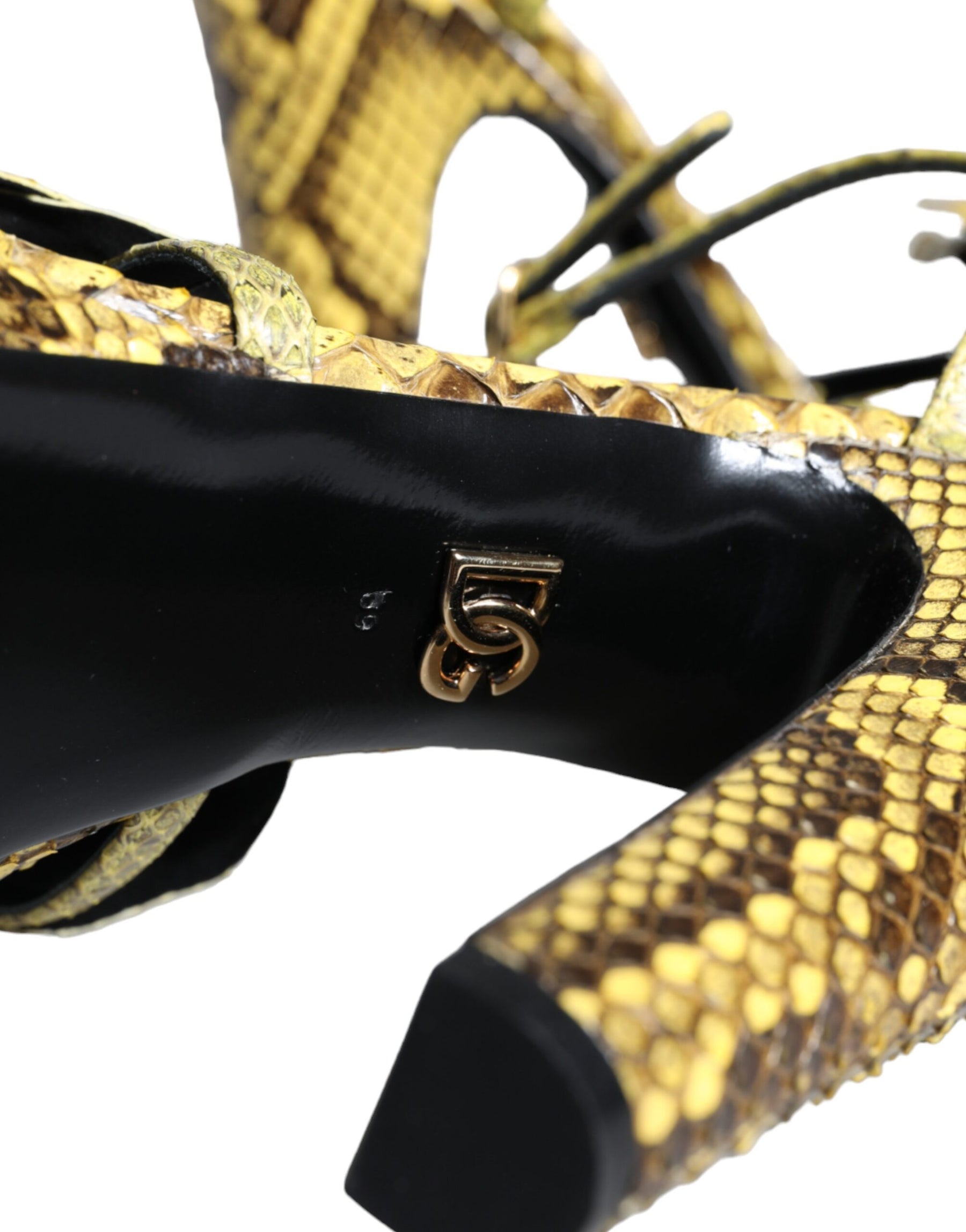 Dolce & Gabbana Yellow Exotic Leather Ankle Strap Heels Sandals Shoes | Regal Royce