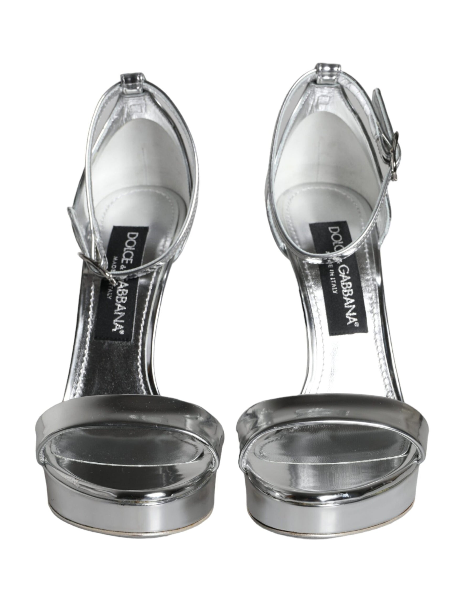 Dolce & Gabbana Silver KEIRA Heels Ankle Strap Sandals Shoes | Regal Royce