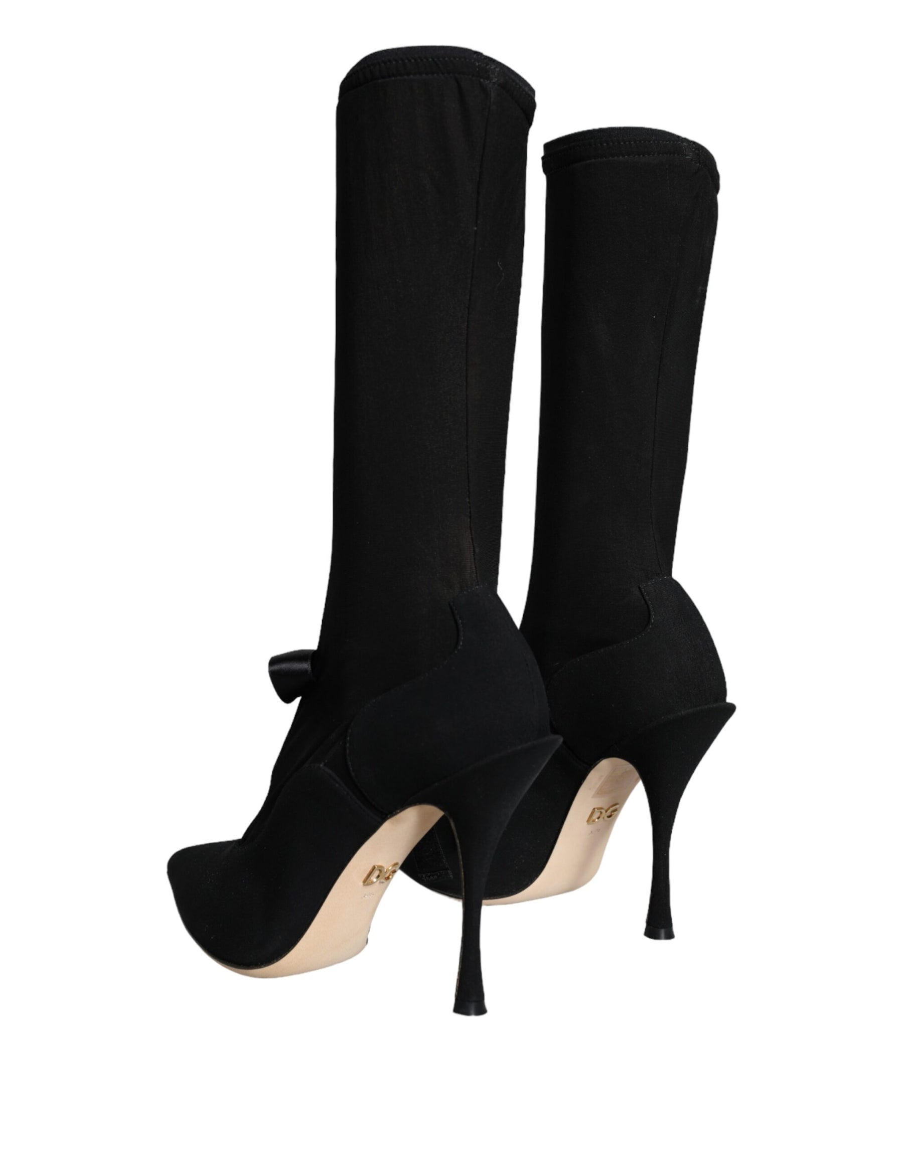Dolce & Gabbana Black Stiletto Heels Mid Calf Boots Shoes | Regal Royce