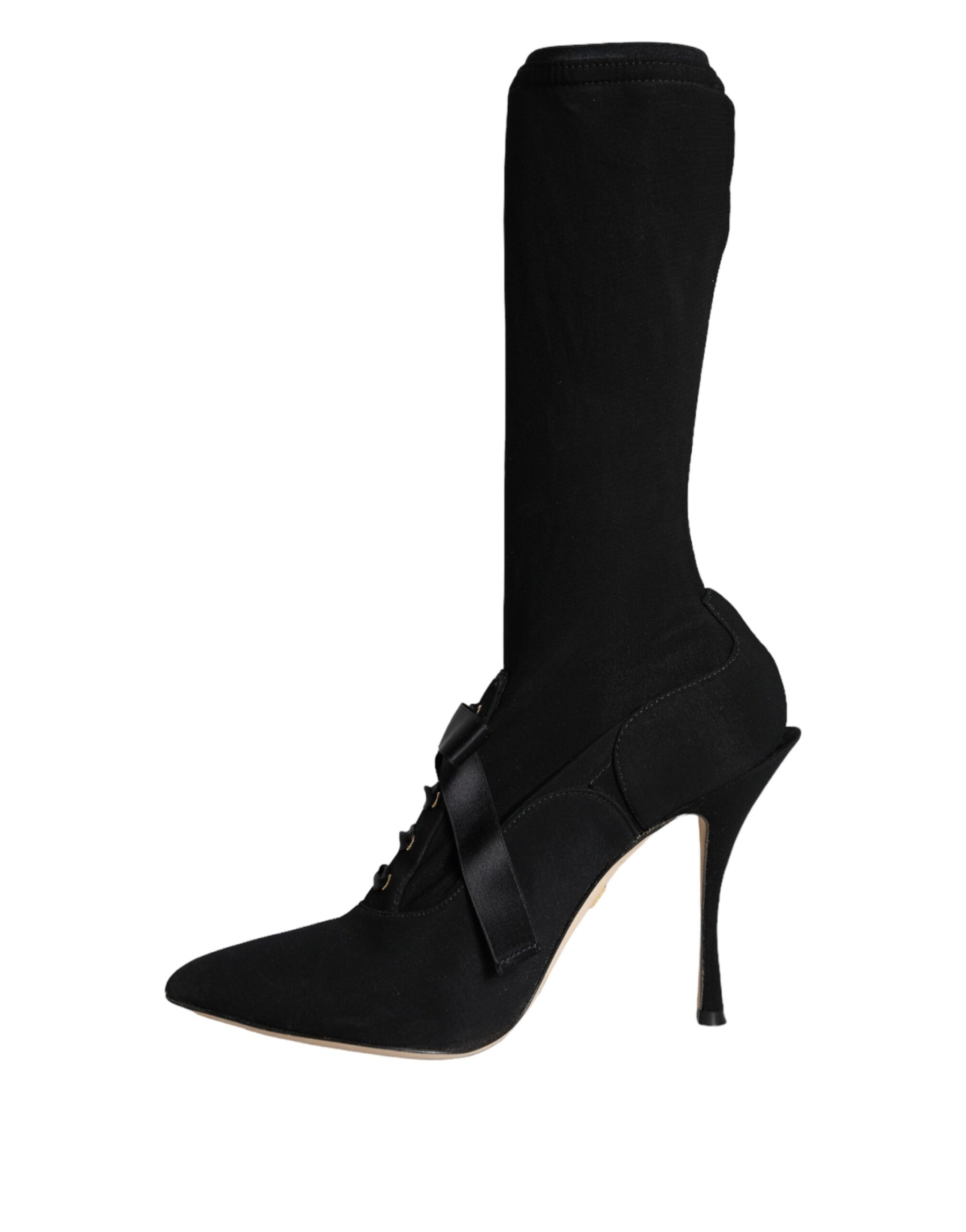 Dolce & Gabbana Black Stiletto Heels Mid Calf Boots Shoes | Regal Royce