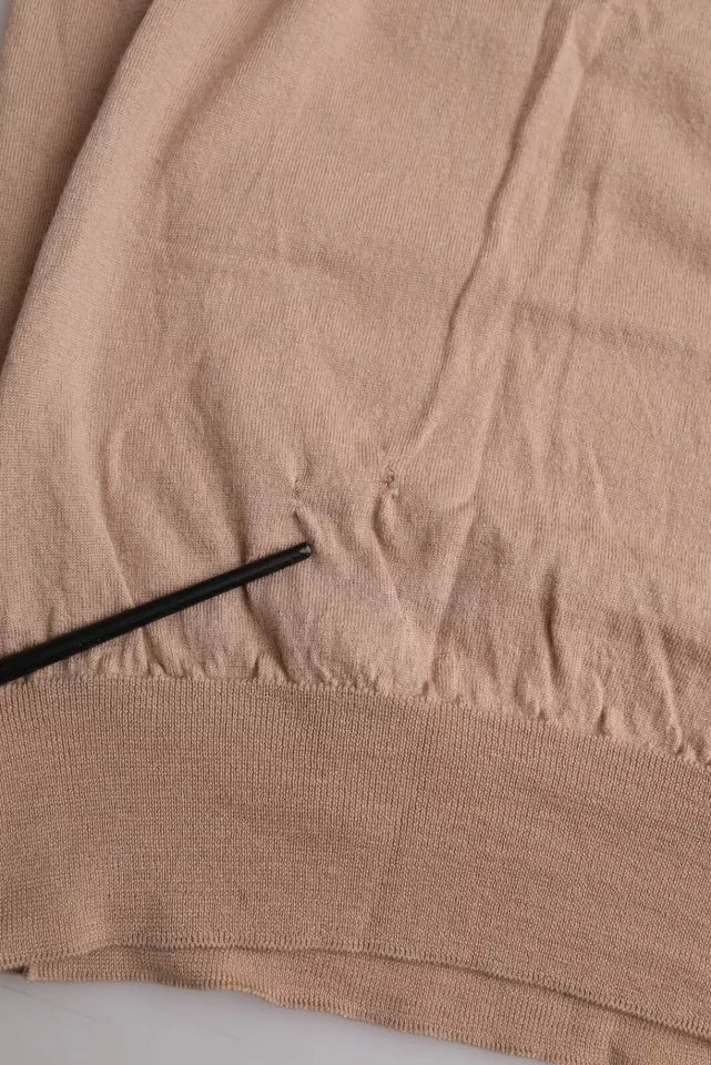 Dolce & Gabbana Brown Wool Black Lace 3/4 Sleeve Blouse Top | Regal Royce