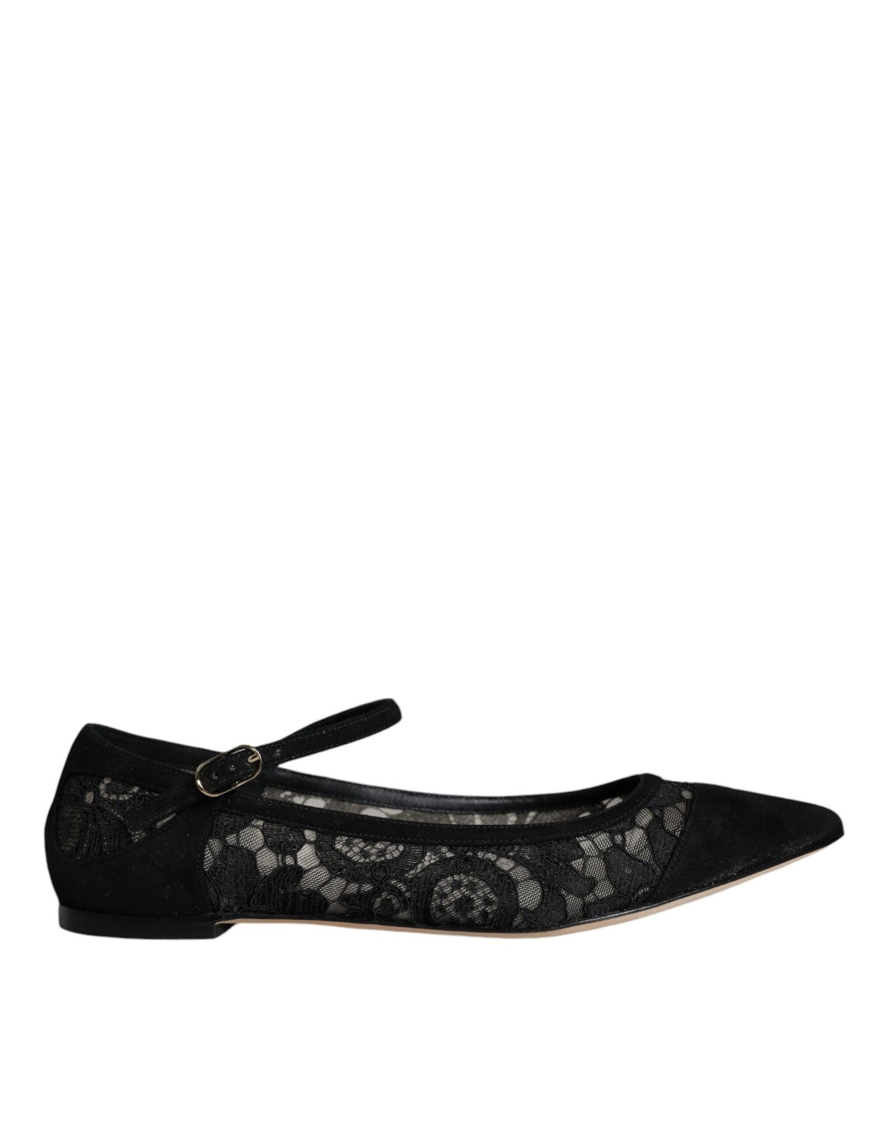 Dolce & Gabbana Black Taormina Lace Bellucci Flats Shoes | Regal Royce