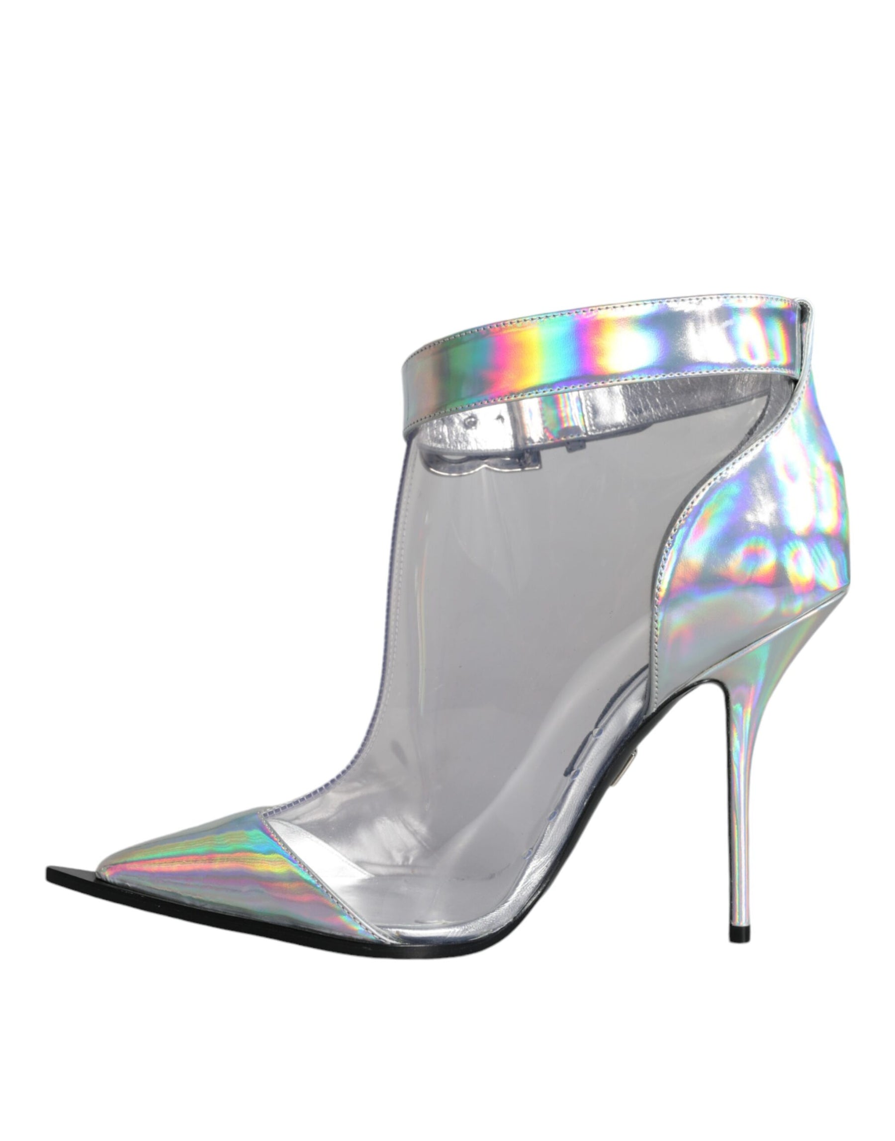 Dolce & Gabbana Silver Iridescent PVC Pointed Short Boots Shoes | Regal Royce