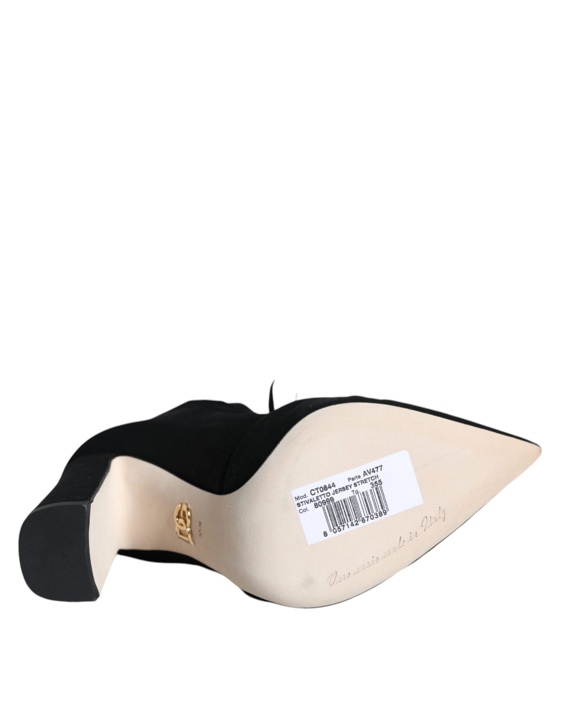 Dolce & Gabbana Black Jersey Stretch Ankle Booties Shoes | Regal Royce