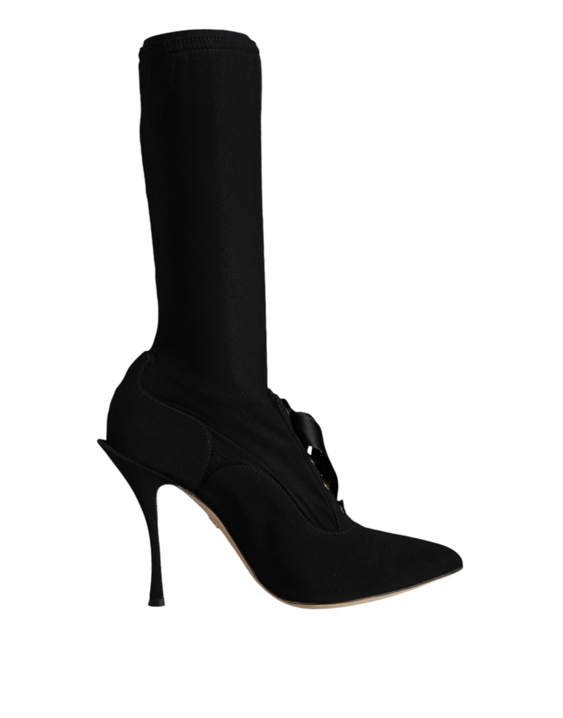 Dolce & Gabbana Black Stiletto Heels Mid Calf Boots Shoes | Regal Royce