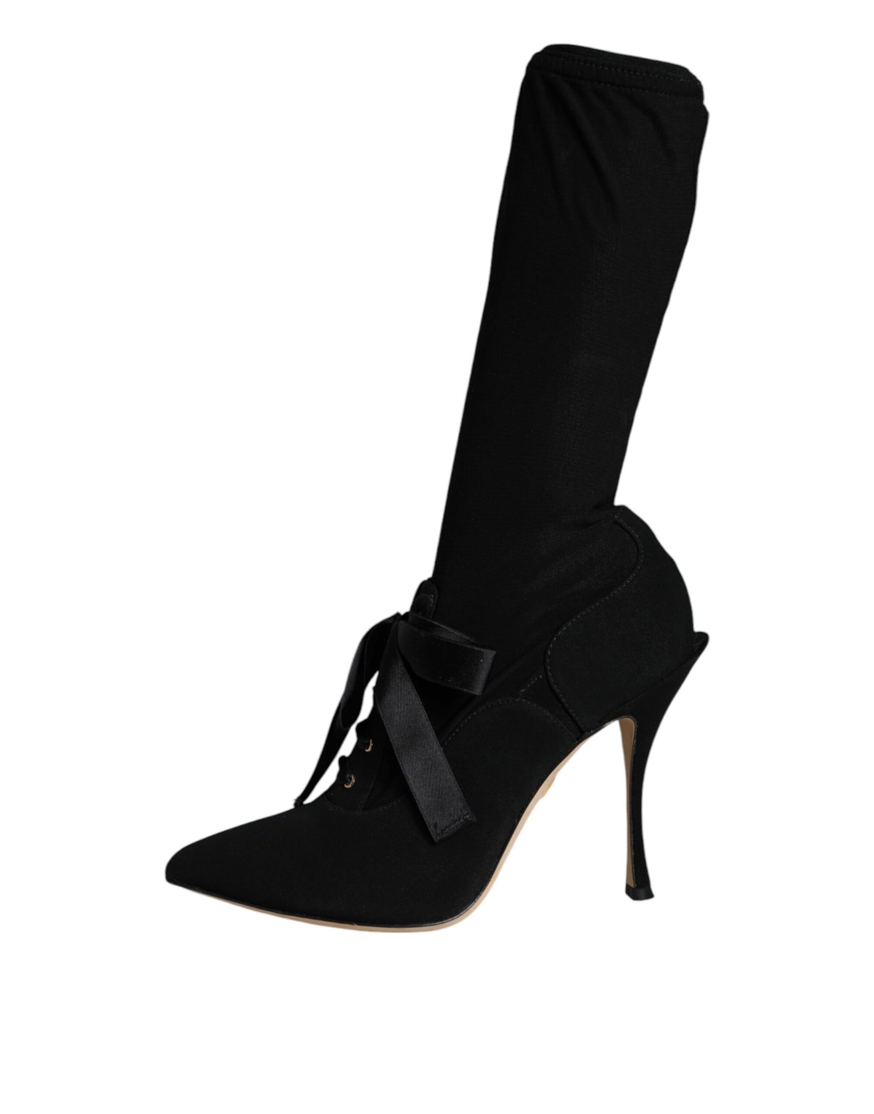 Dolce & Gabbana Black Stiletto Heels Mid Calf Boots Shoes | Regal Royce