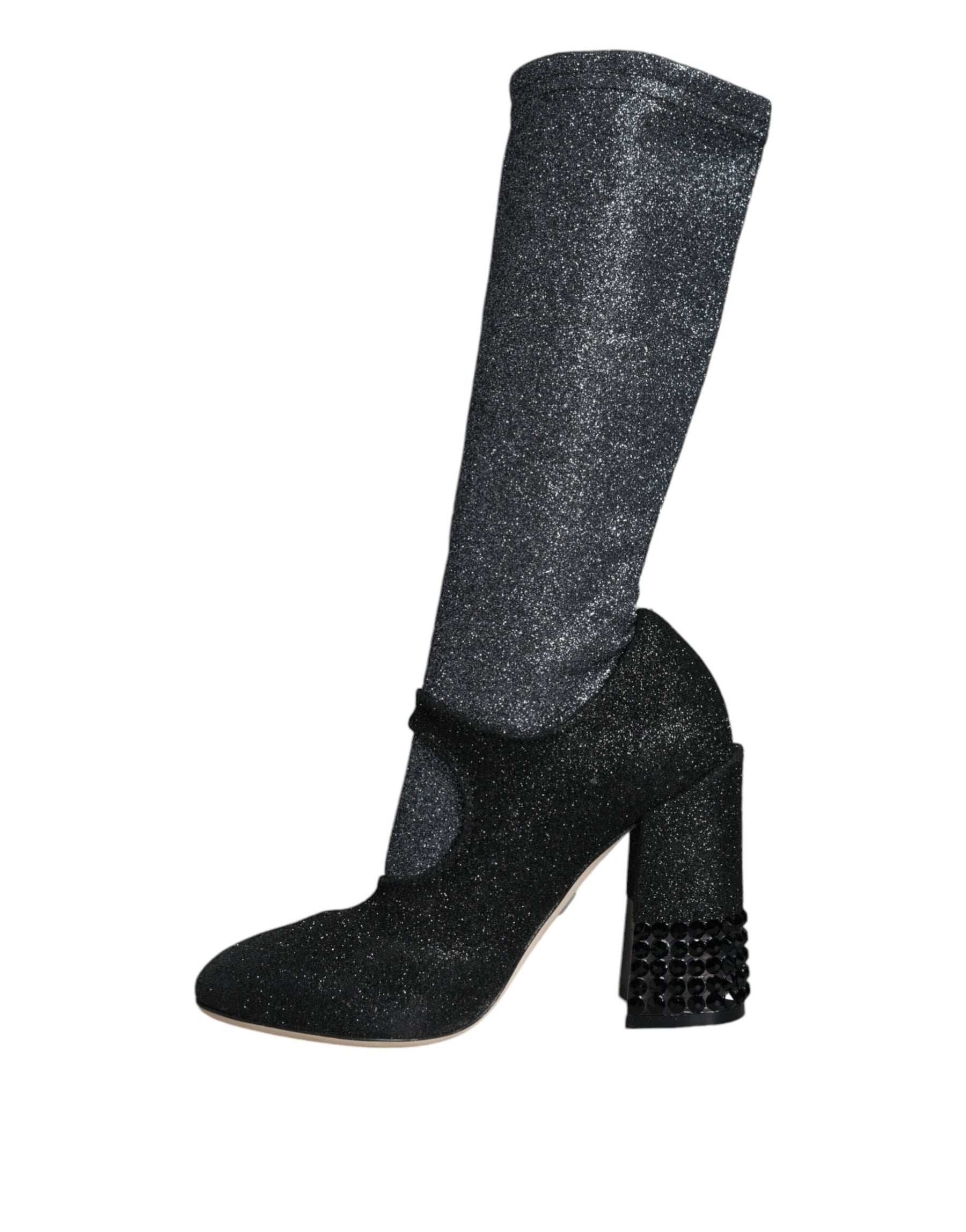 Dolce & Gabbana Black Crystal Mary Janes Booties Shoes | Regal Royce