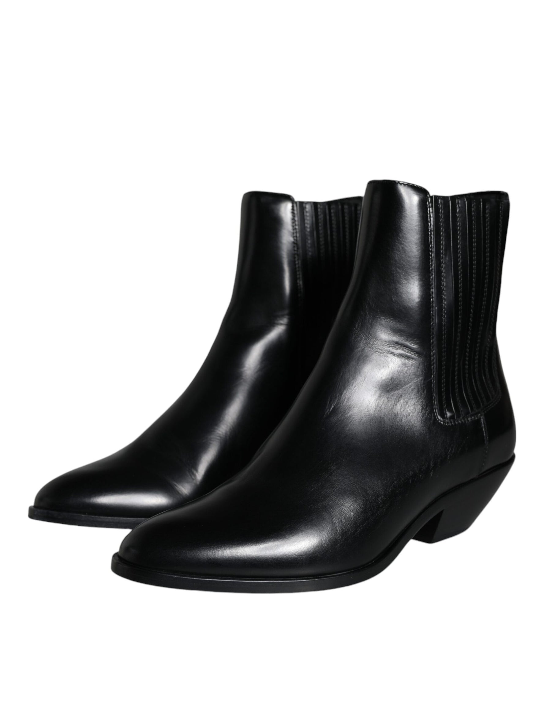 Dolce & Gabbana Black Leather Ankle Boots Booties Shoes | Regal Royce