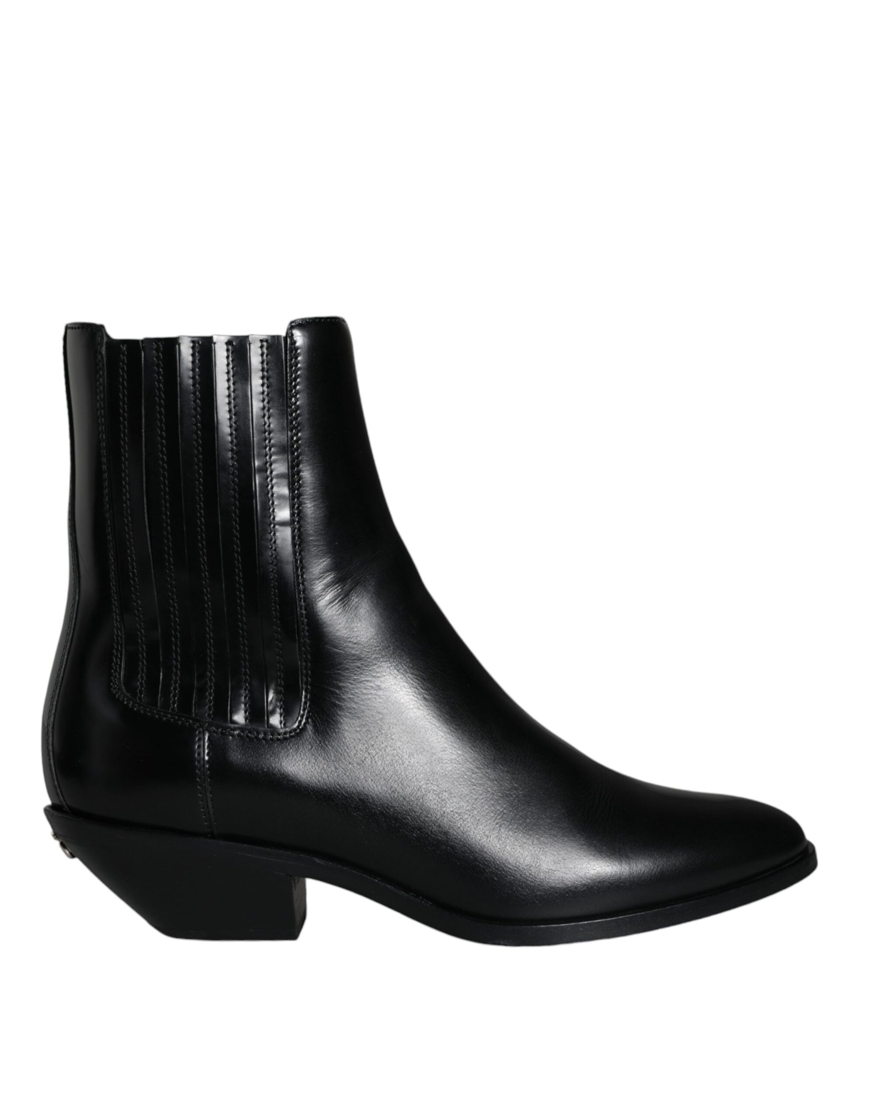 Dolce & Gabbana Black Leather Ankle Boots Booties Shoes | Regal Royce